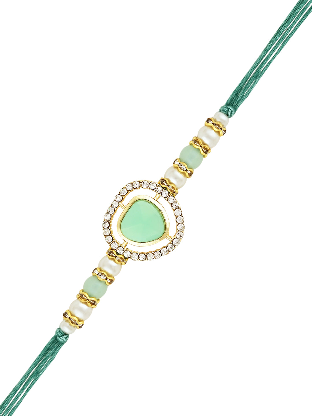 Elegant Bhaiya Bhabhi Lumba & Pearl Rakhi With Roli Chawal & Card