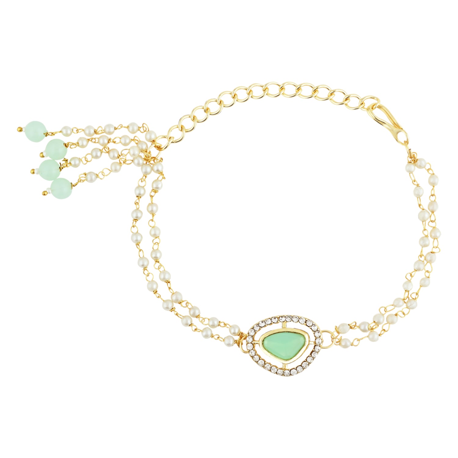 Elegant Bhaiya Bhabhi Lumba Pearl & Rakhi With Roli Chawal & Card