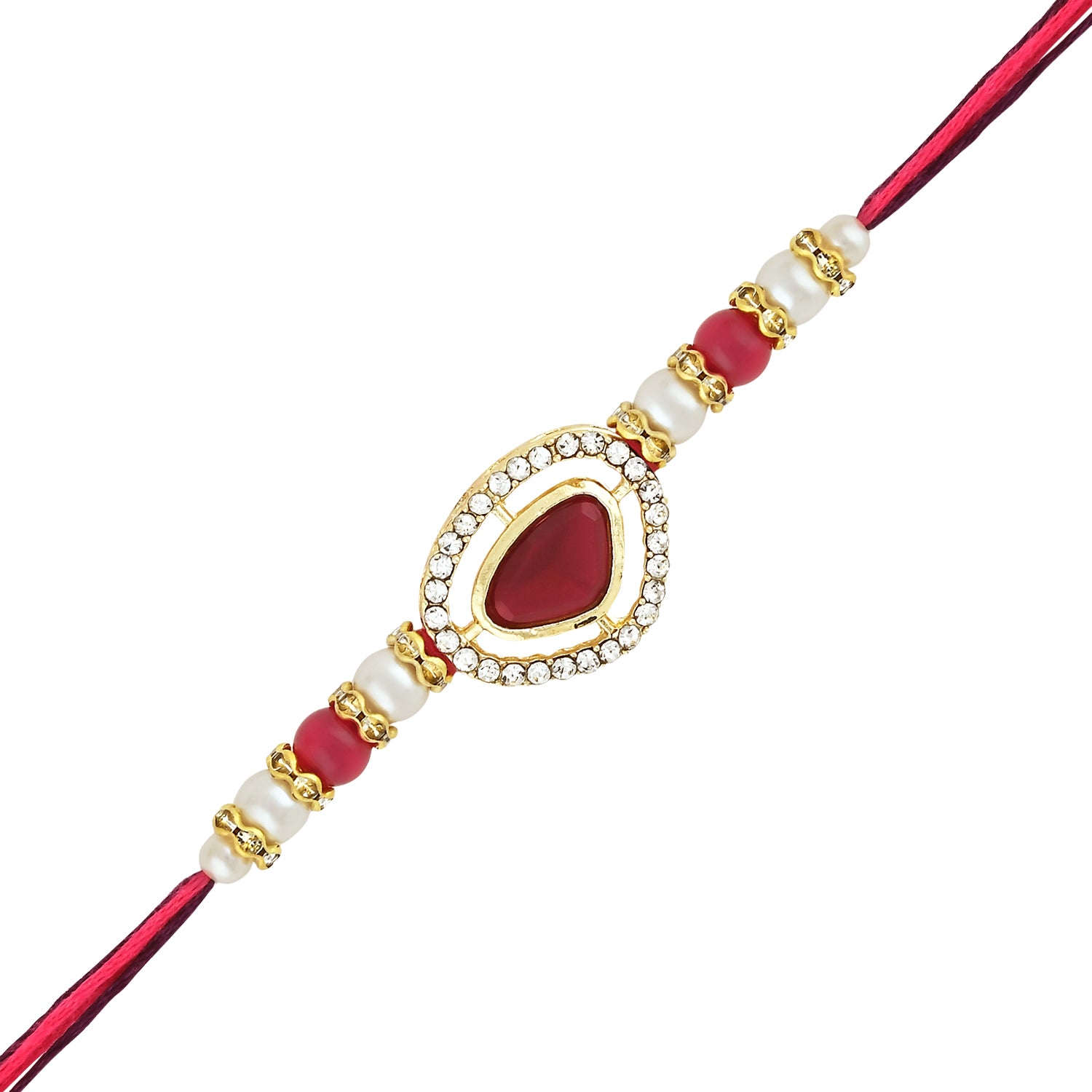 Elegant Bhaiya Bhabhi Lumba Pearl & Rakhi With Roli Chawal & Card