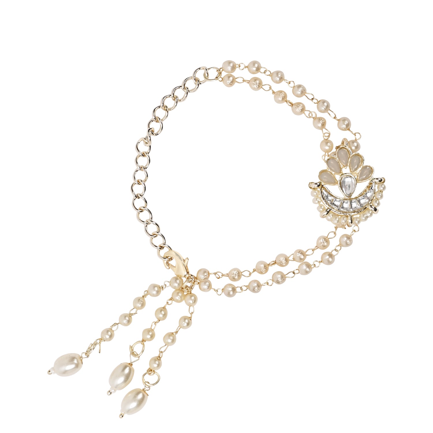 Elegant Bhaiya Bhabhi Lumba Pearl Grey Rakhi With Roli Chawal &Card