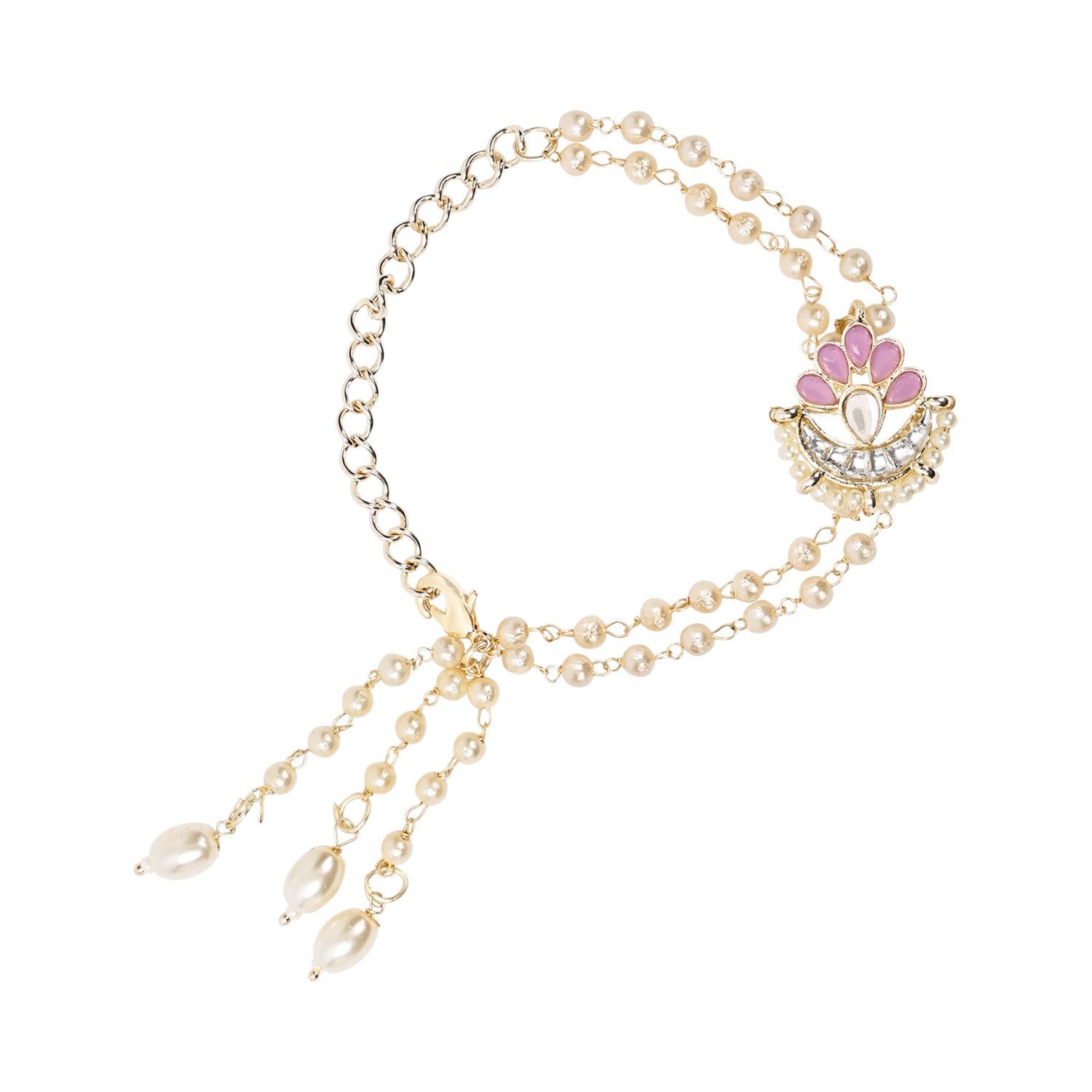 Elegant Bhaiya Bhabhi Lumba Pearl Purple Rakhi With Roli Chawal &Card