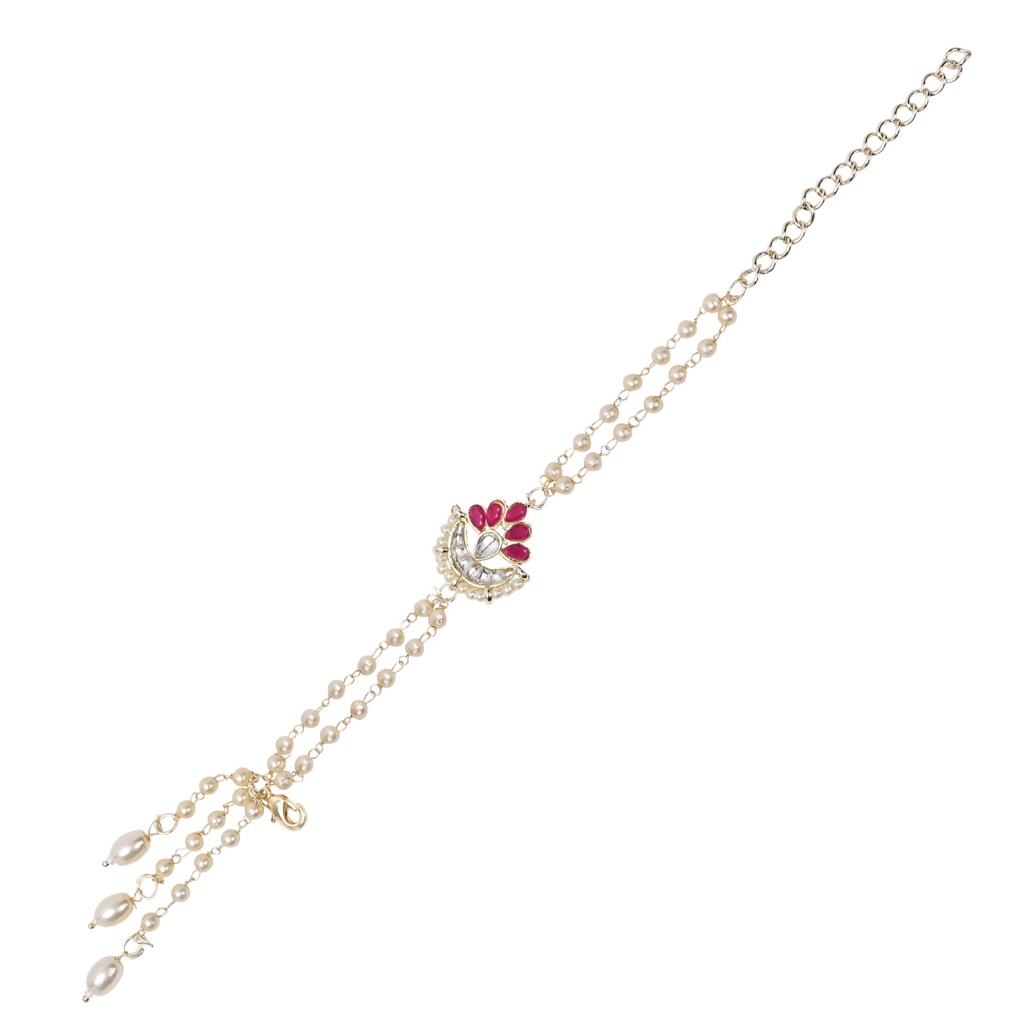 Elegant Bhaiya Bhabhi Lumba Pearl Pink Rakhi With Roli Chawal &Card