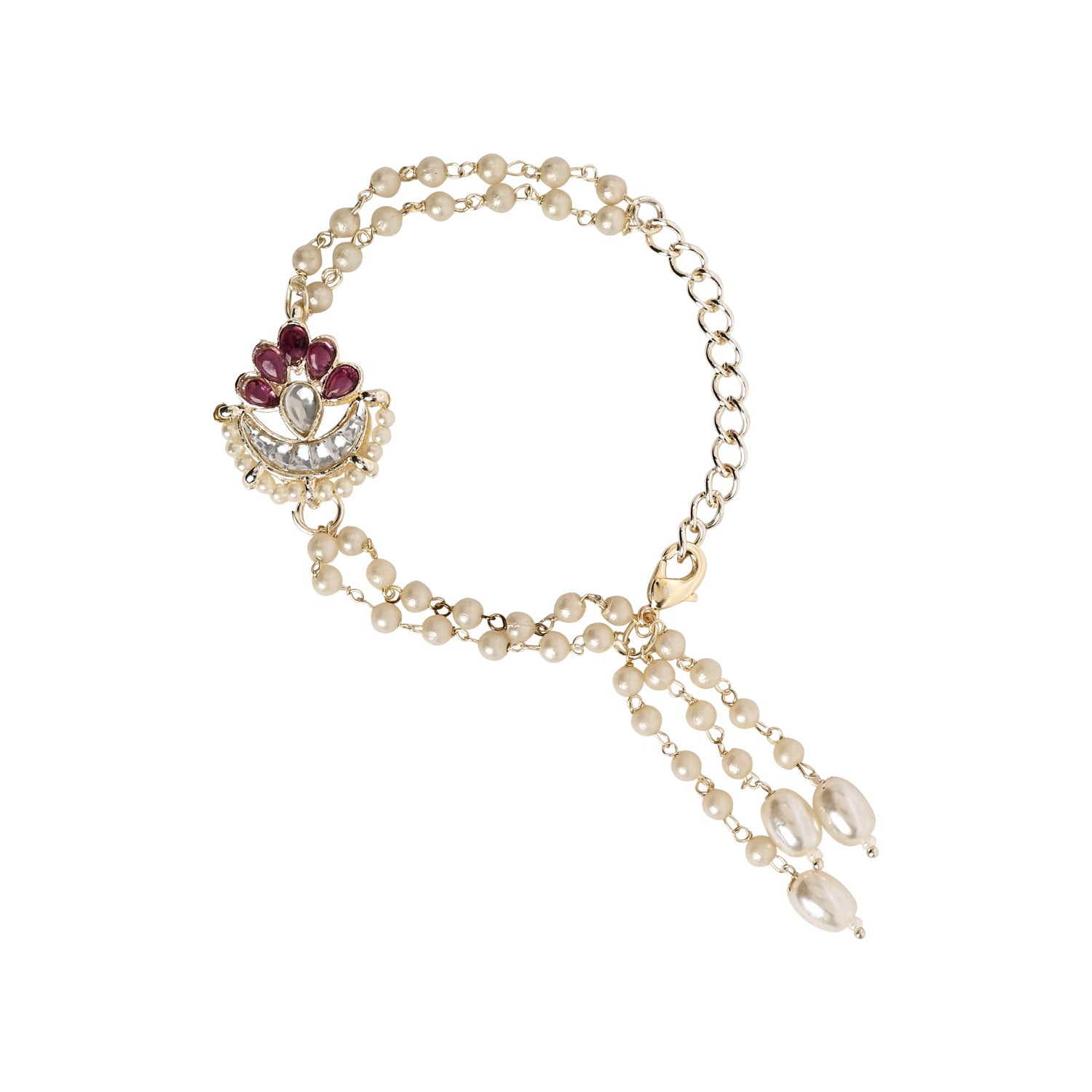 Elegant Bhaiya Bhabhi Lumba Pearl Wine & Rakhi With Roli Chawal &Card