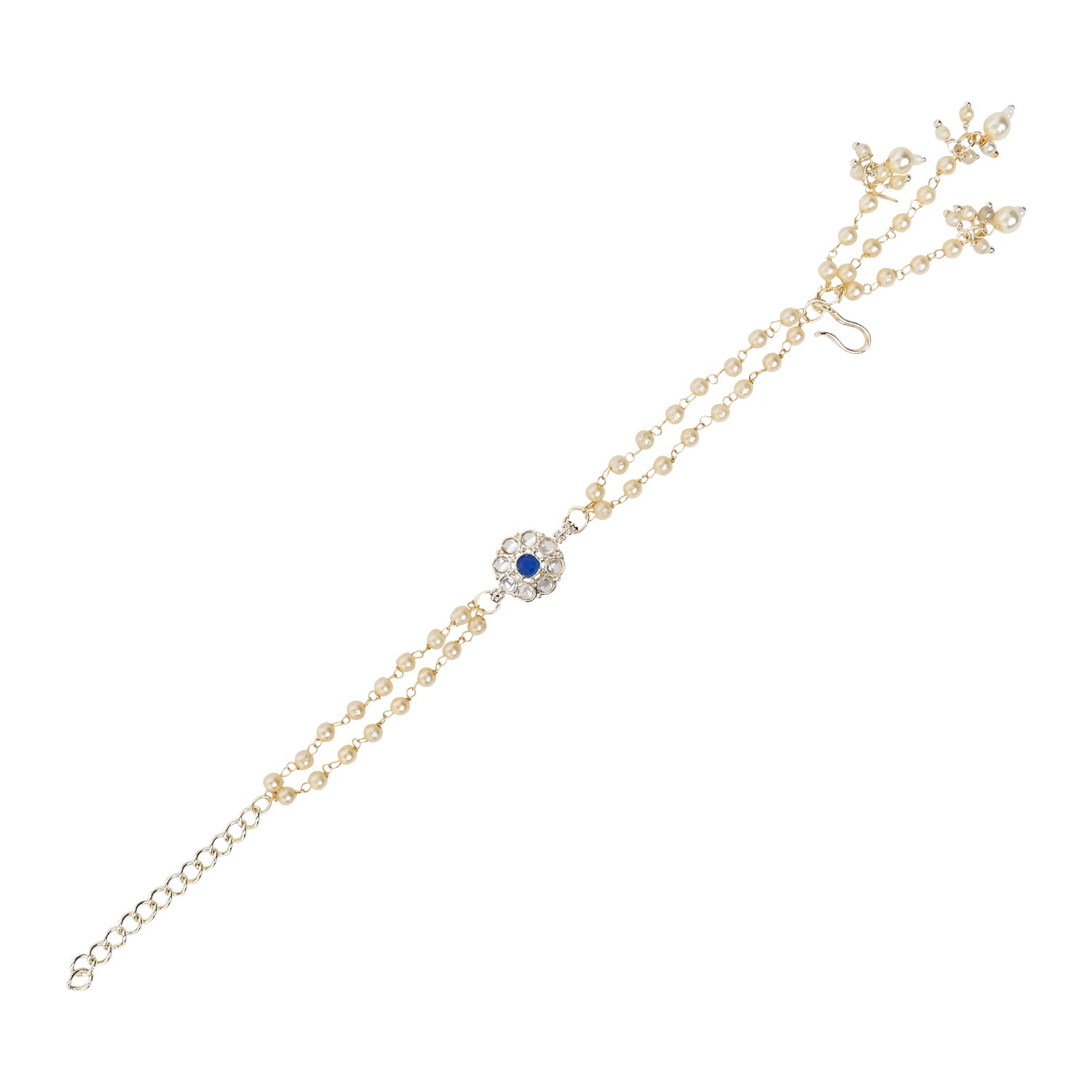 Elegant Bhaiya Bhabhi Lumba Pearl Blue Rakhi With Roli Chawal & Card