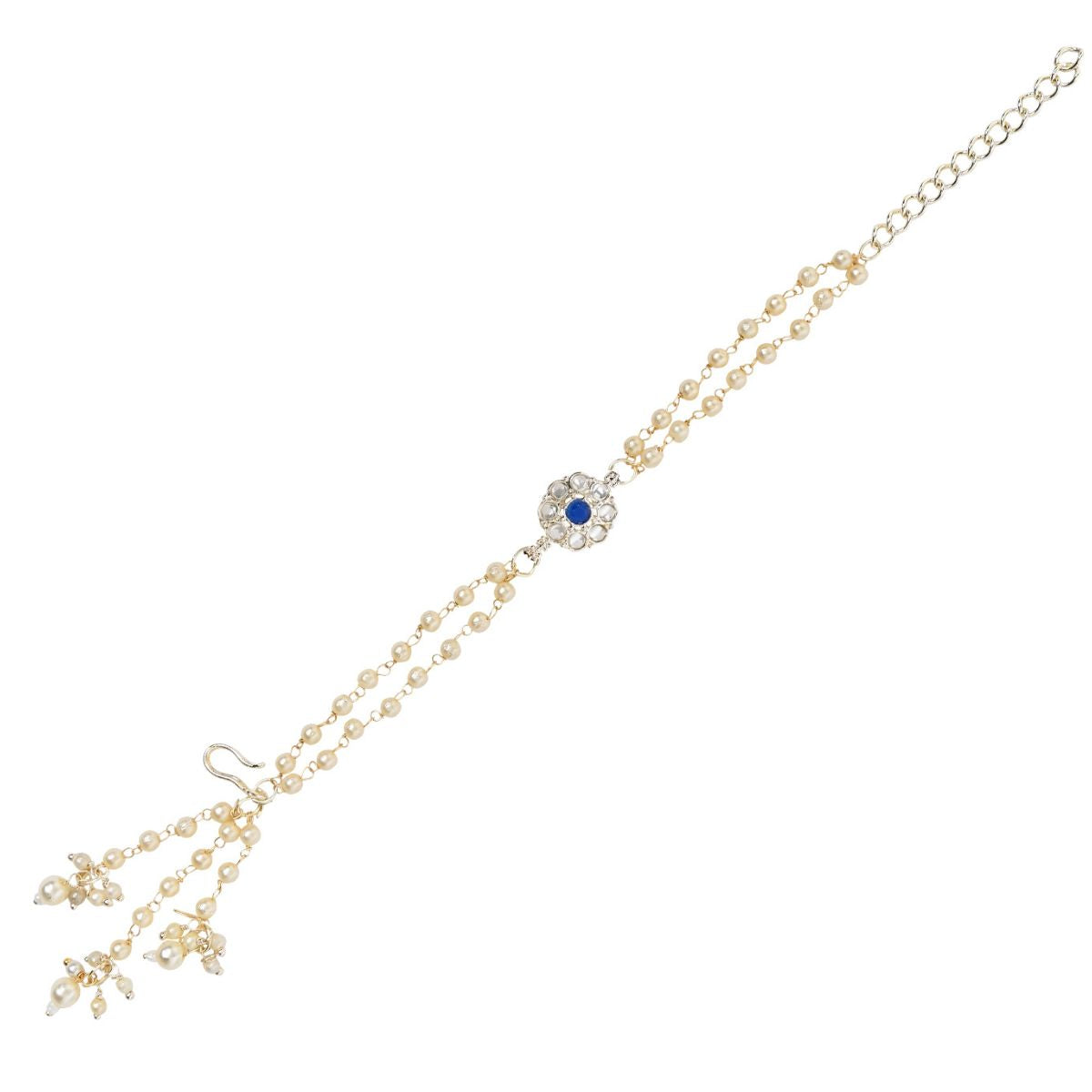 Blue Pearl & Kundan Adjustable Bracelet