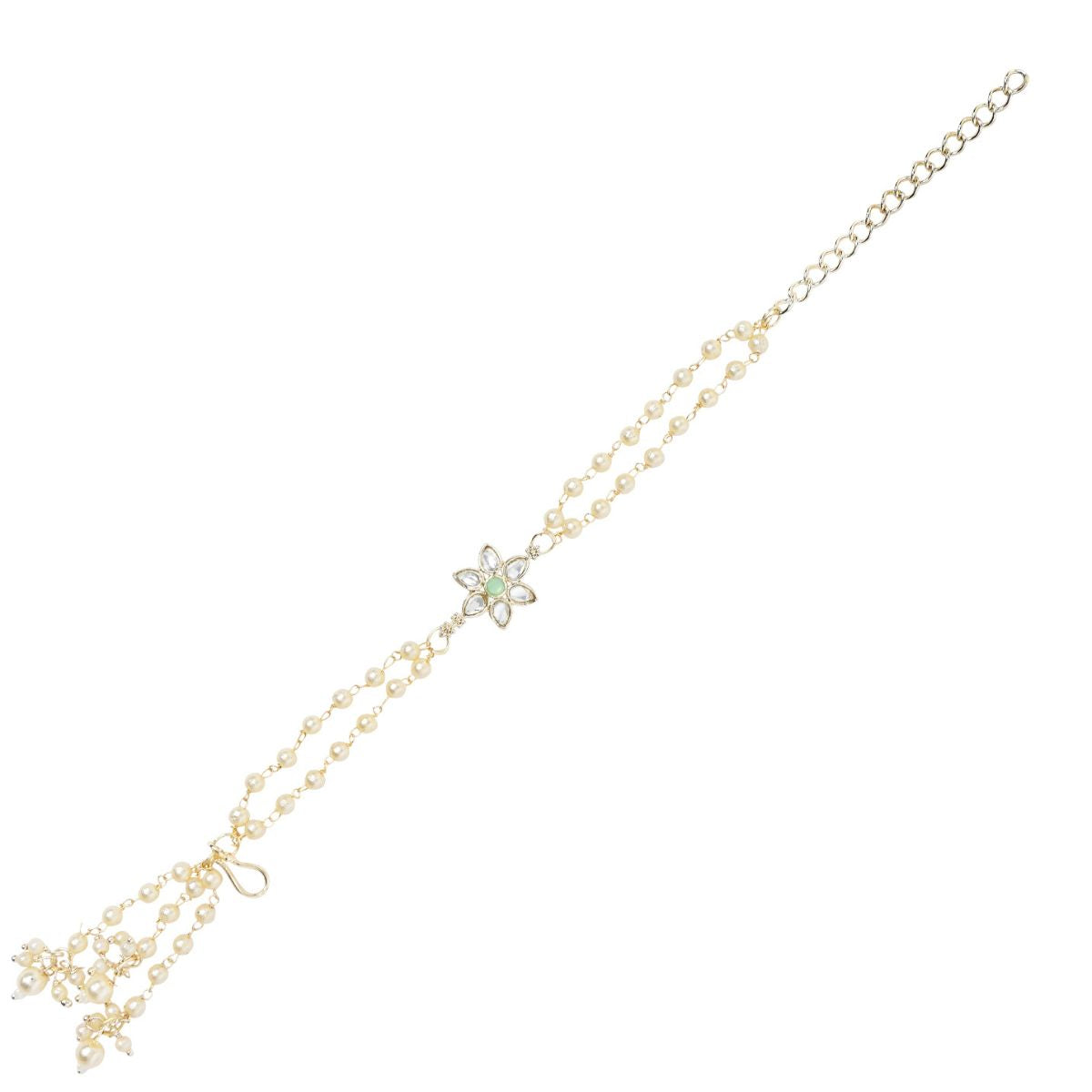 Mint Pearl & Kundan Adjustable Bracelet