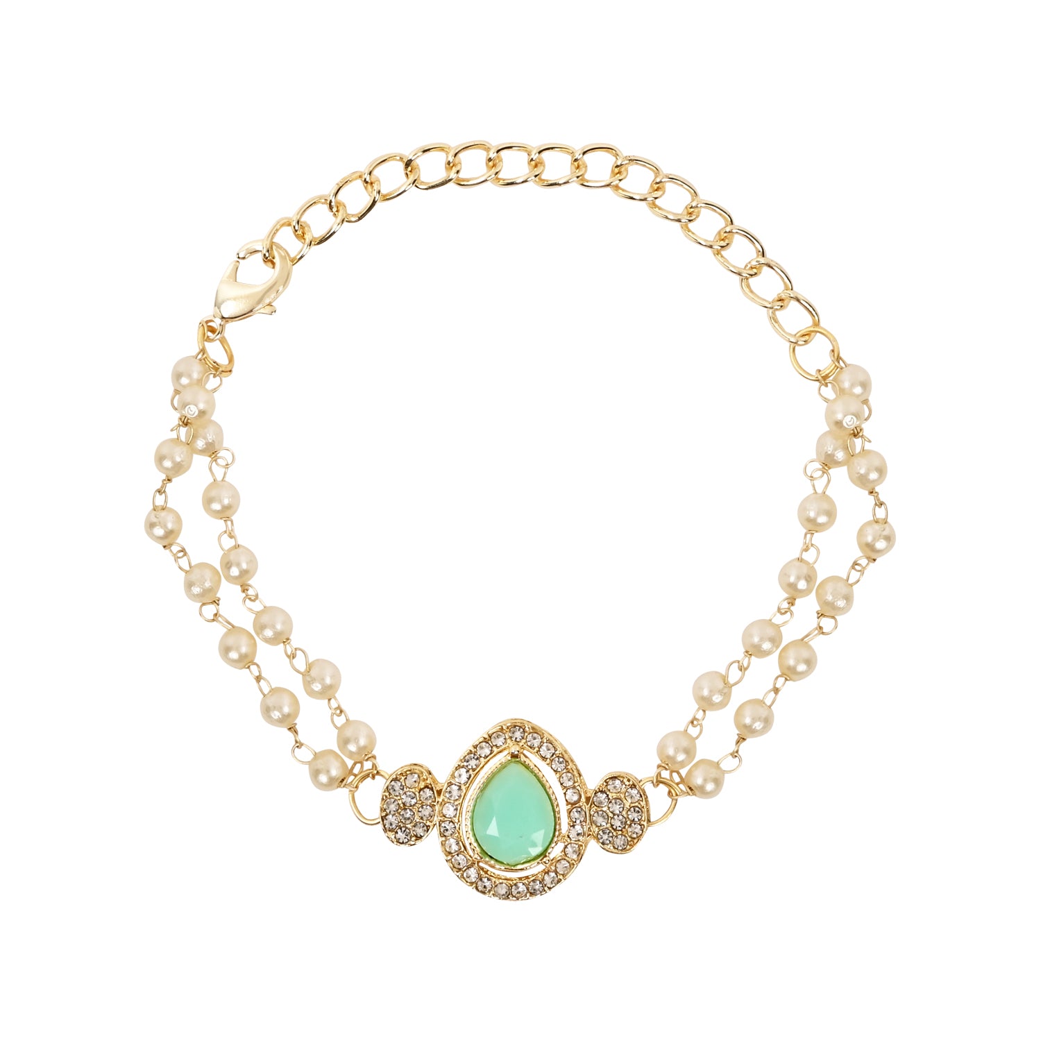 Elegant Bhaiya Bhabhi Mint Lumba Pearl & Rakhi With Roli Chawal & Card