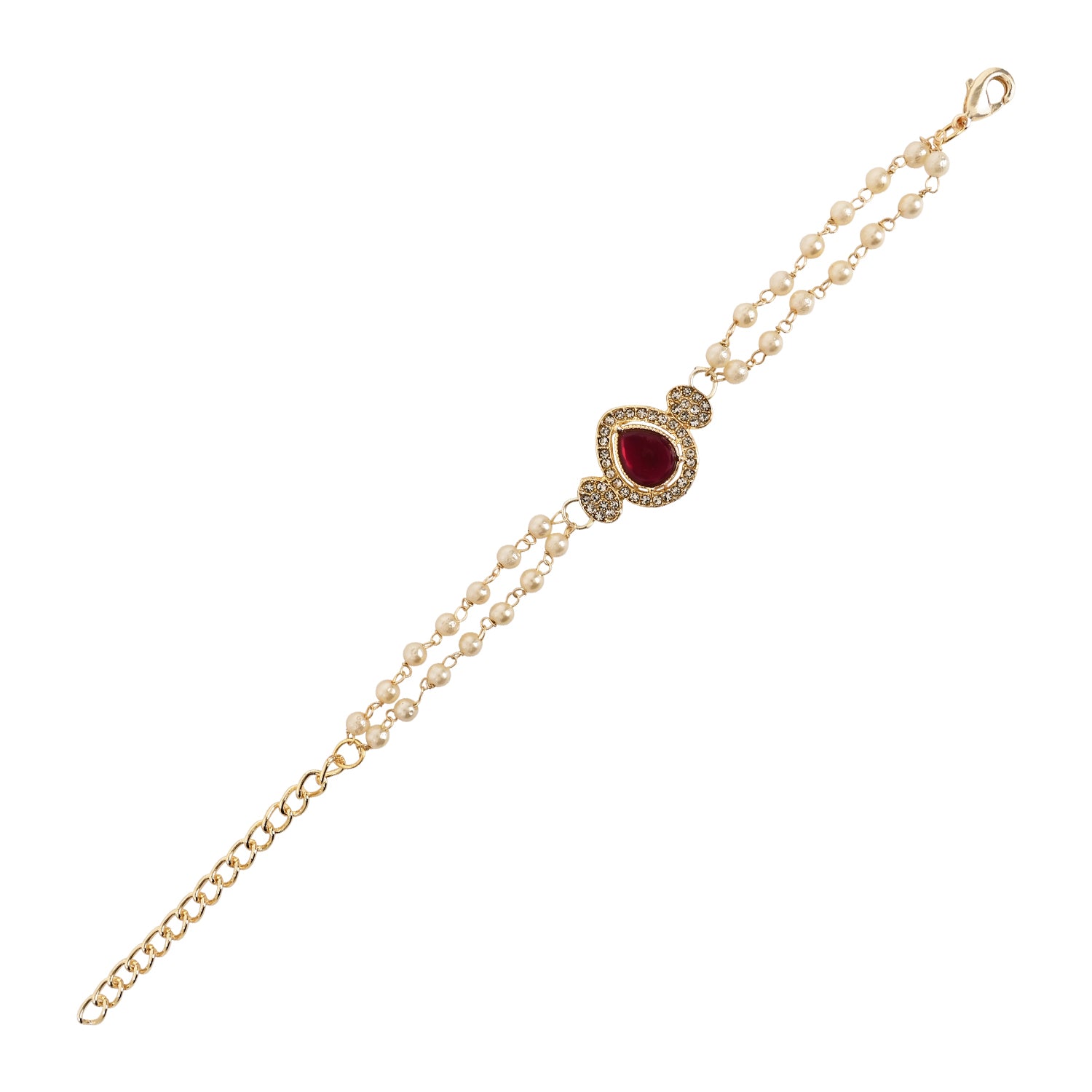 Pink Pearl & Kundan Adjustable Bracelet