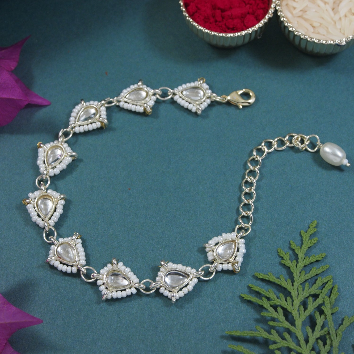 Pearl & Kundan Adjustable Bracelet