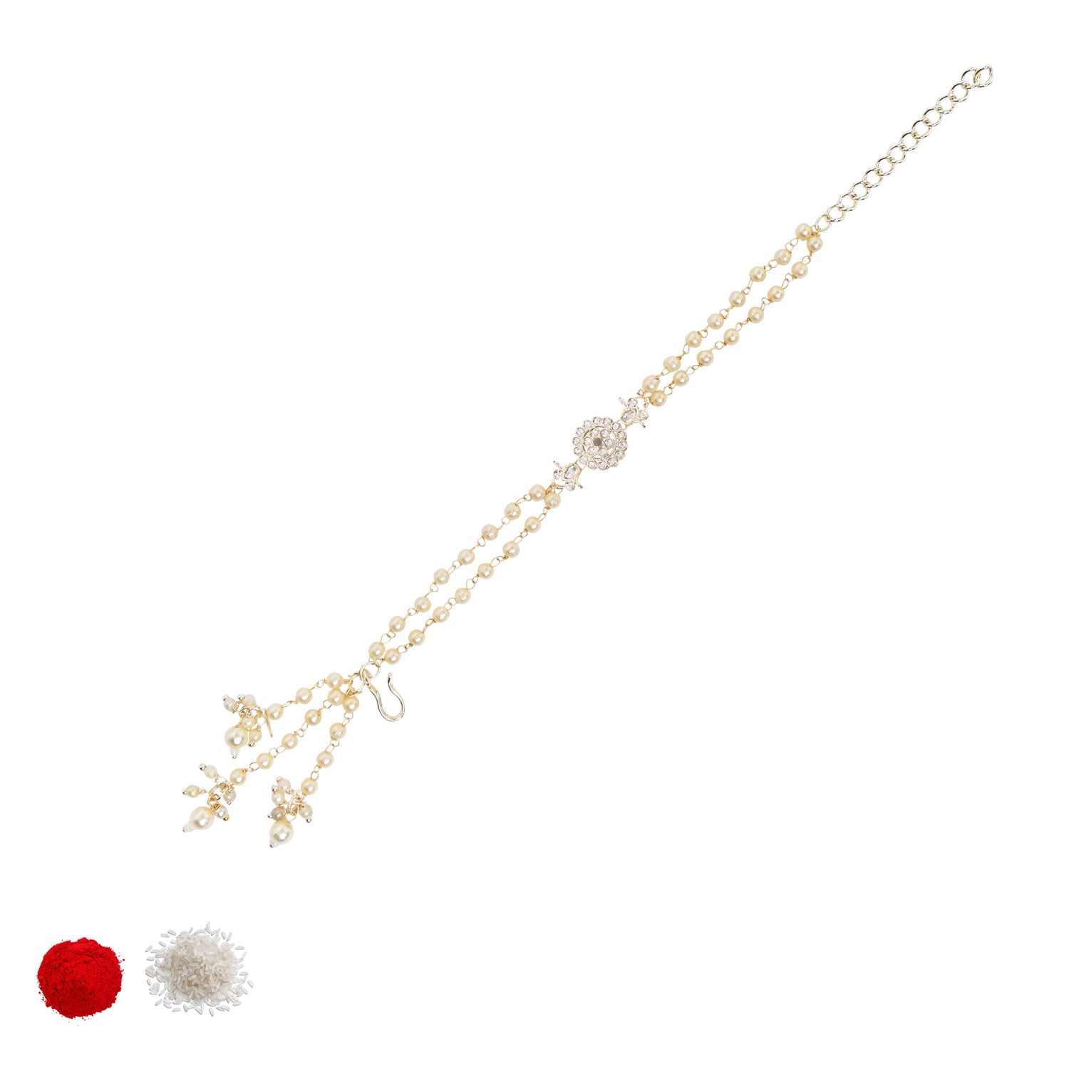 Grey Pearl & Kundan Adjustable Bracelet