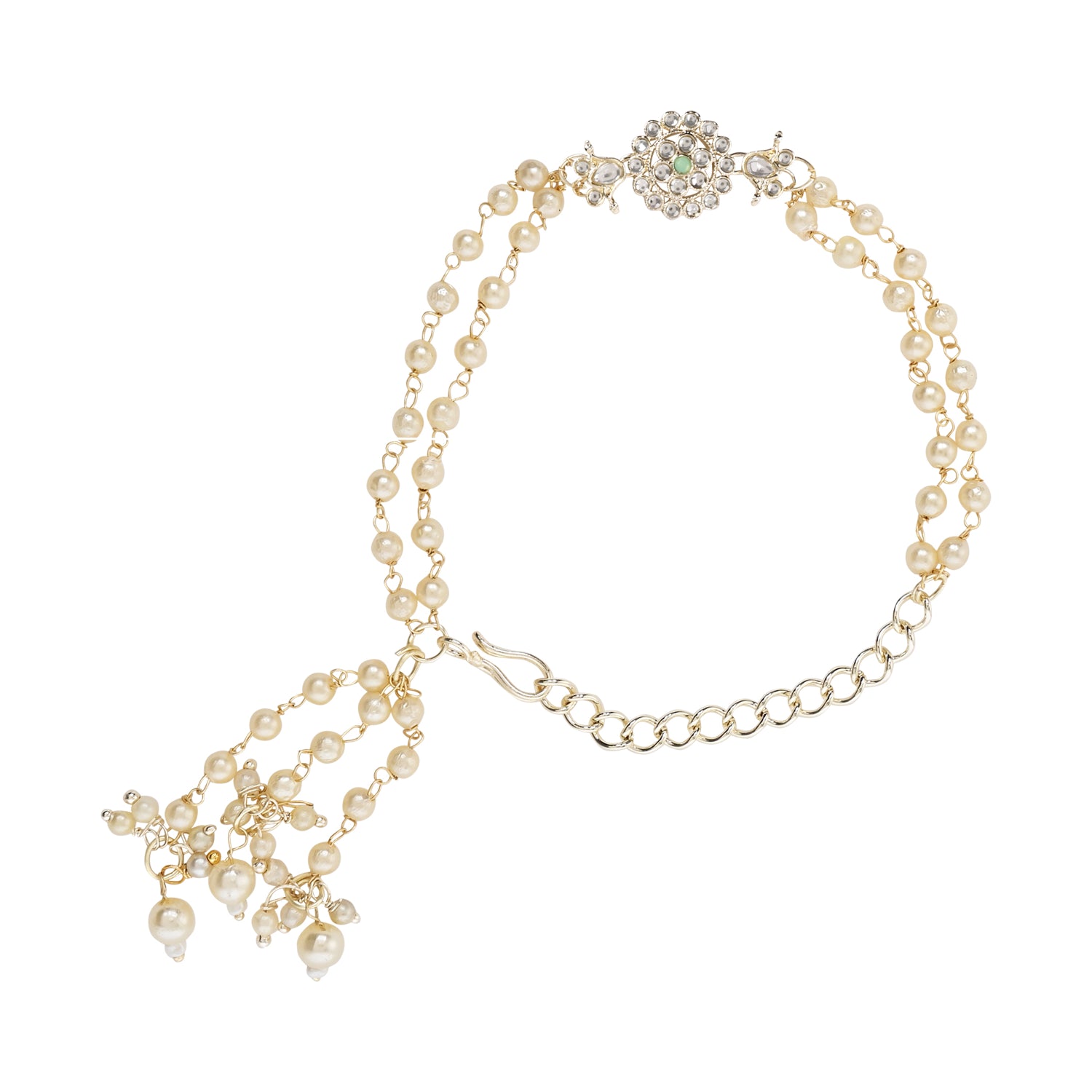 Mint Pearl & Kundan Adjustable Bracelet