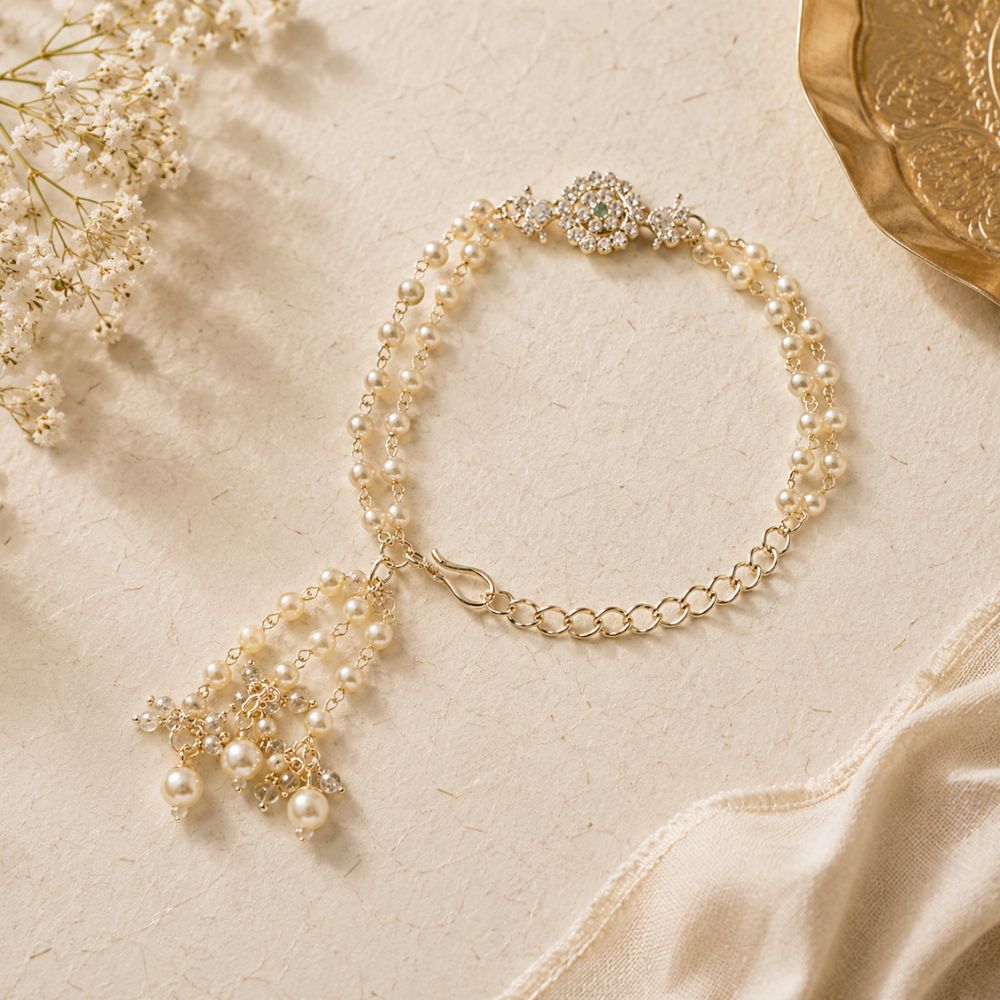 Mint Pearl & Kundan Adjustable Bracelet