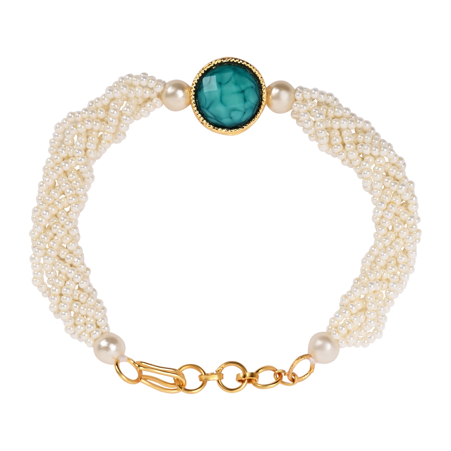 Turquoise Pearl Beaded Adjustable Bracelet