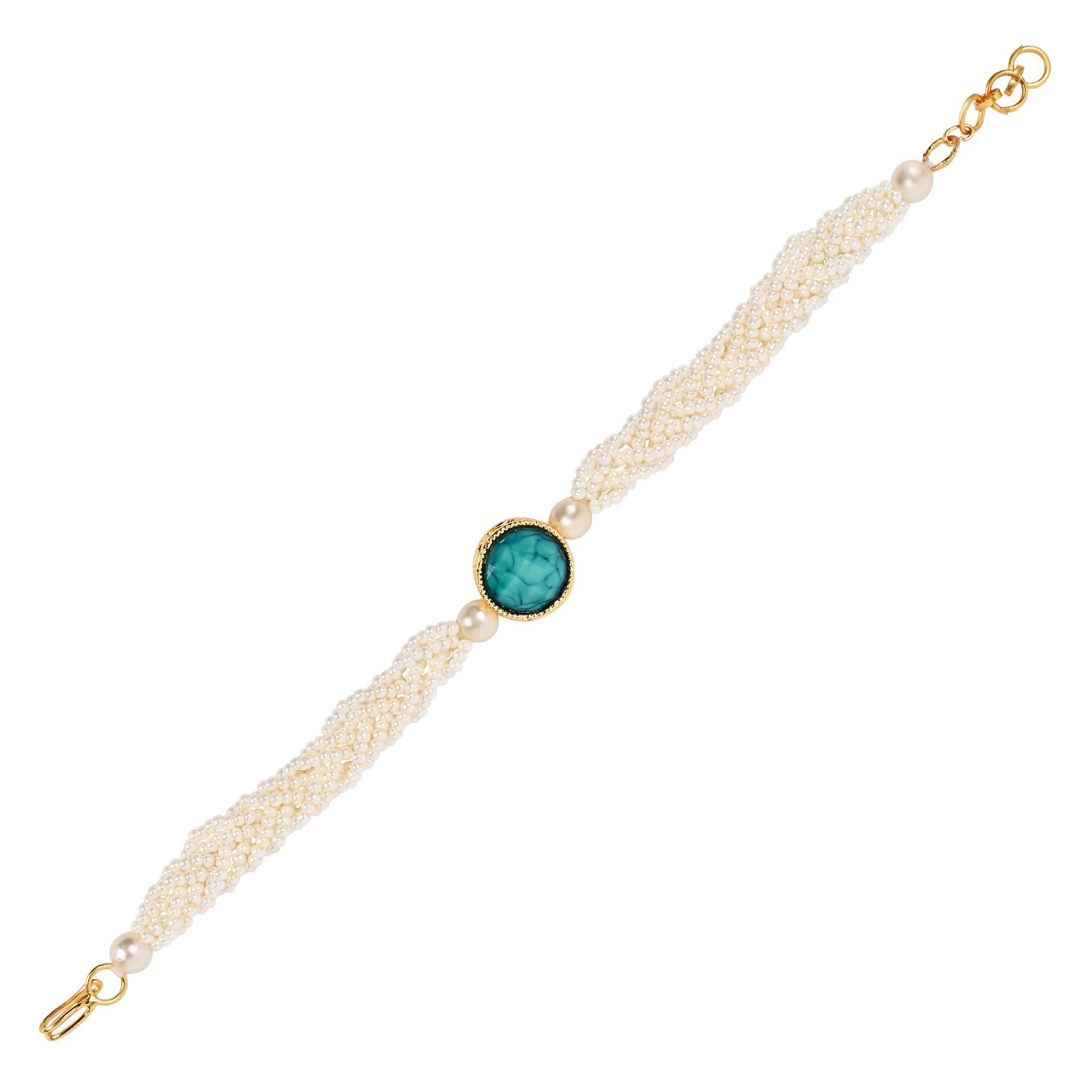 Turquoise Pearl Beaded Adjustable Bracelet