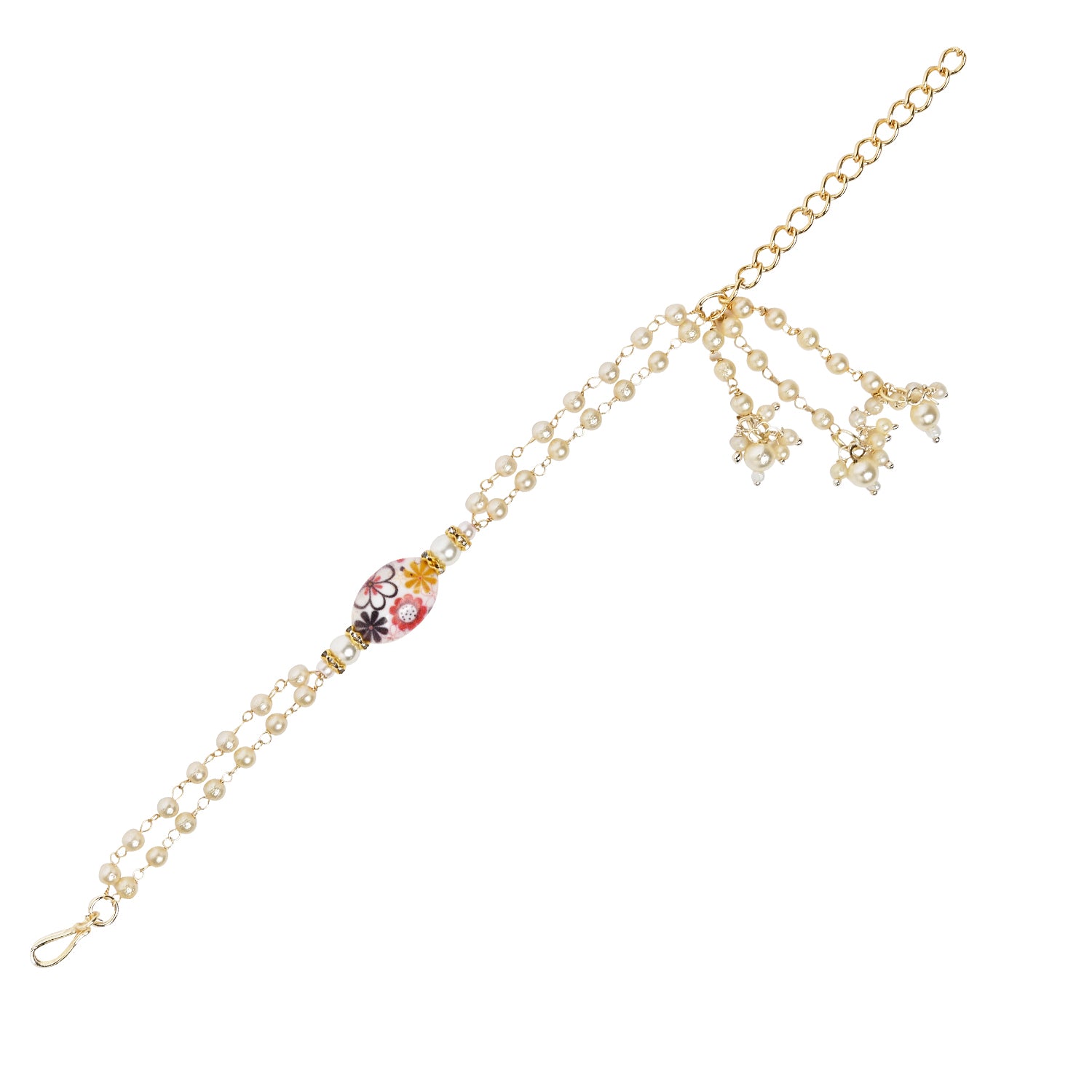 Elegant Bhaiya Bhabhi Pink Lumba Pearl & Rakhi With Roli Chawal &Card