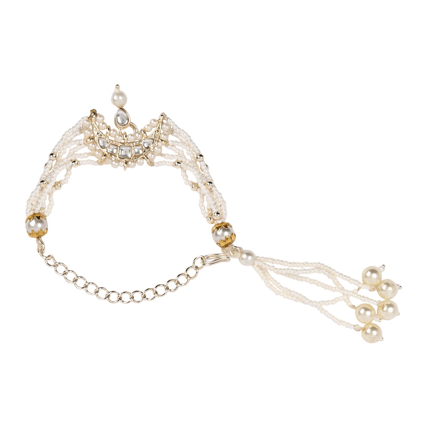 White Pearl Beaded Adjustable Hanging Bracelet