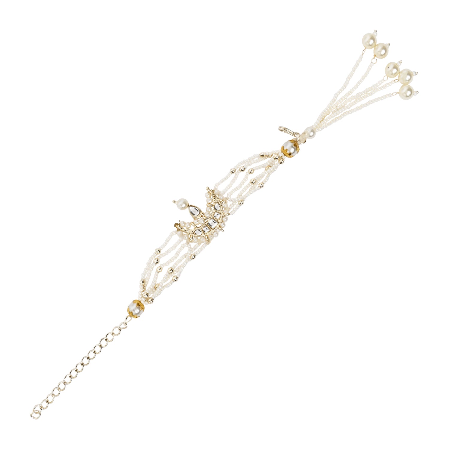 White Pearl Beaded Adjustable Hanging Bracelet