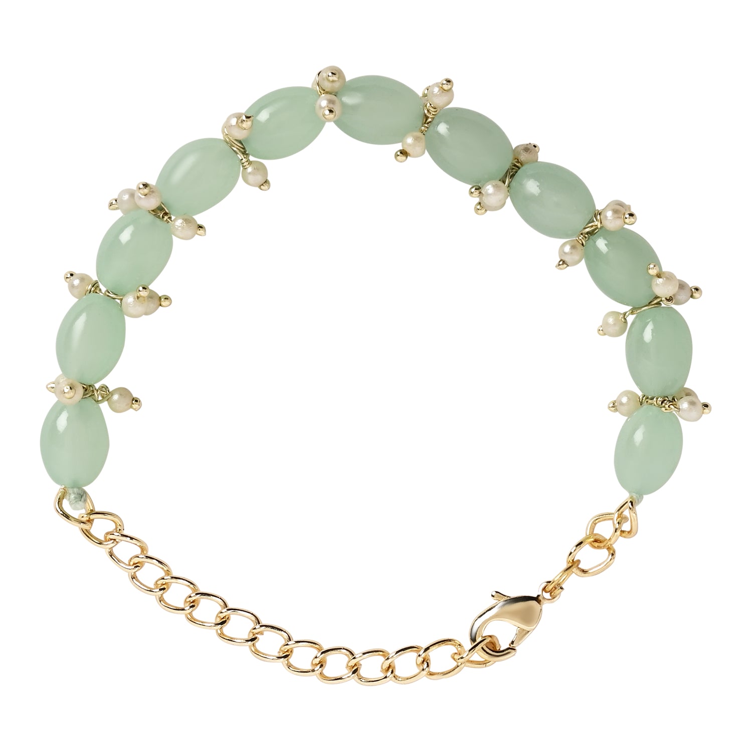 Mint Pearl Beaded Adjustable Bracelet