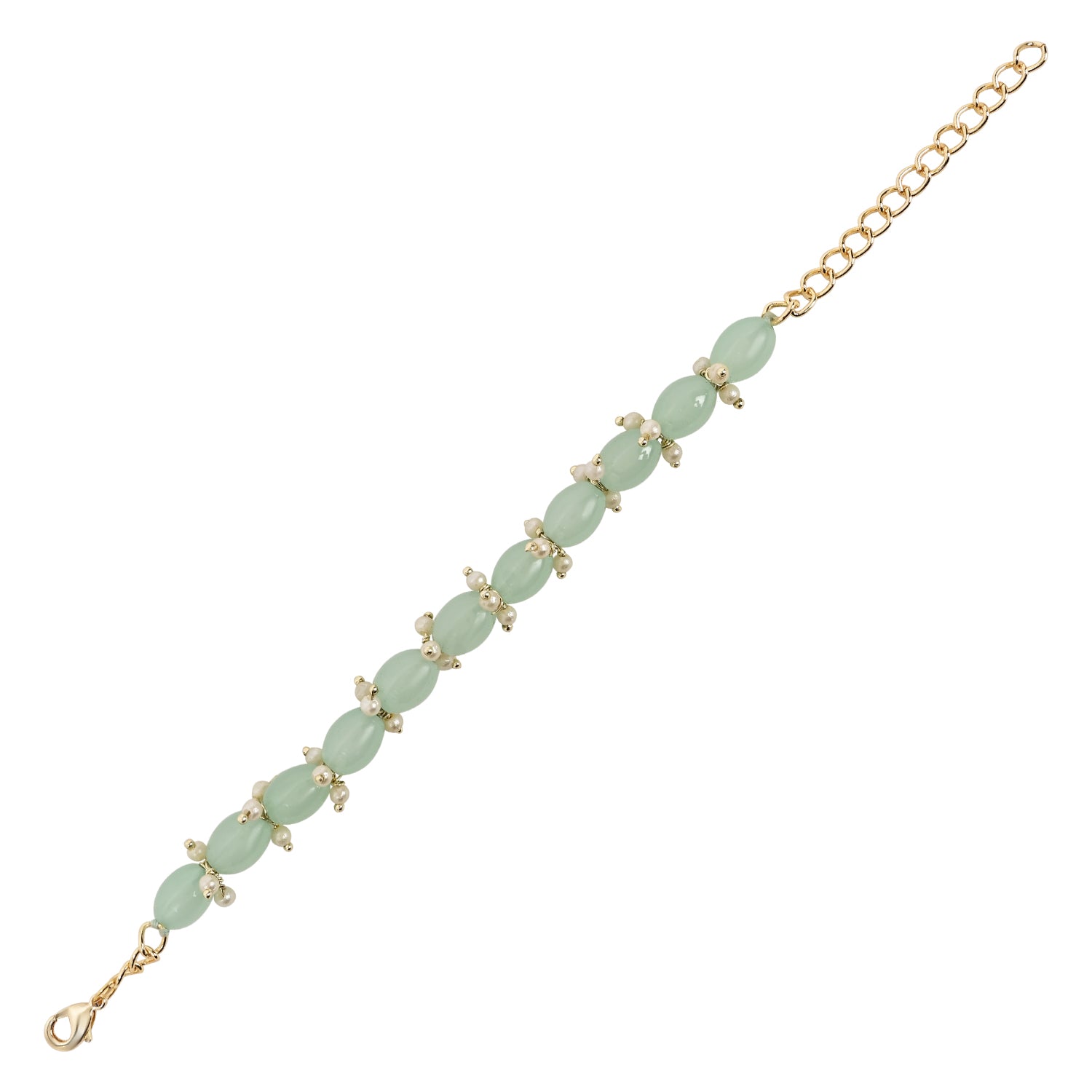 Mint Pearl Beaded Adjustable Bracelet
