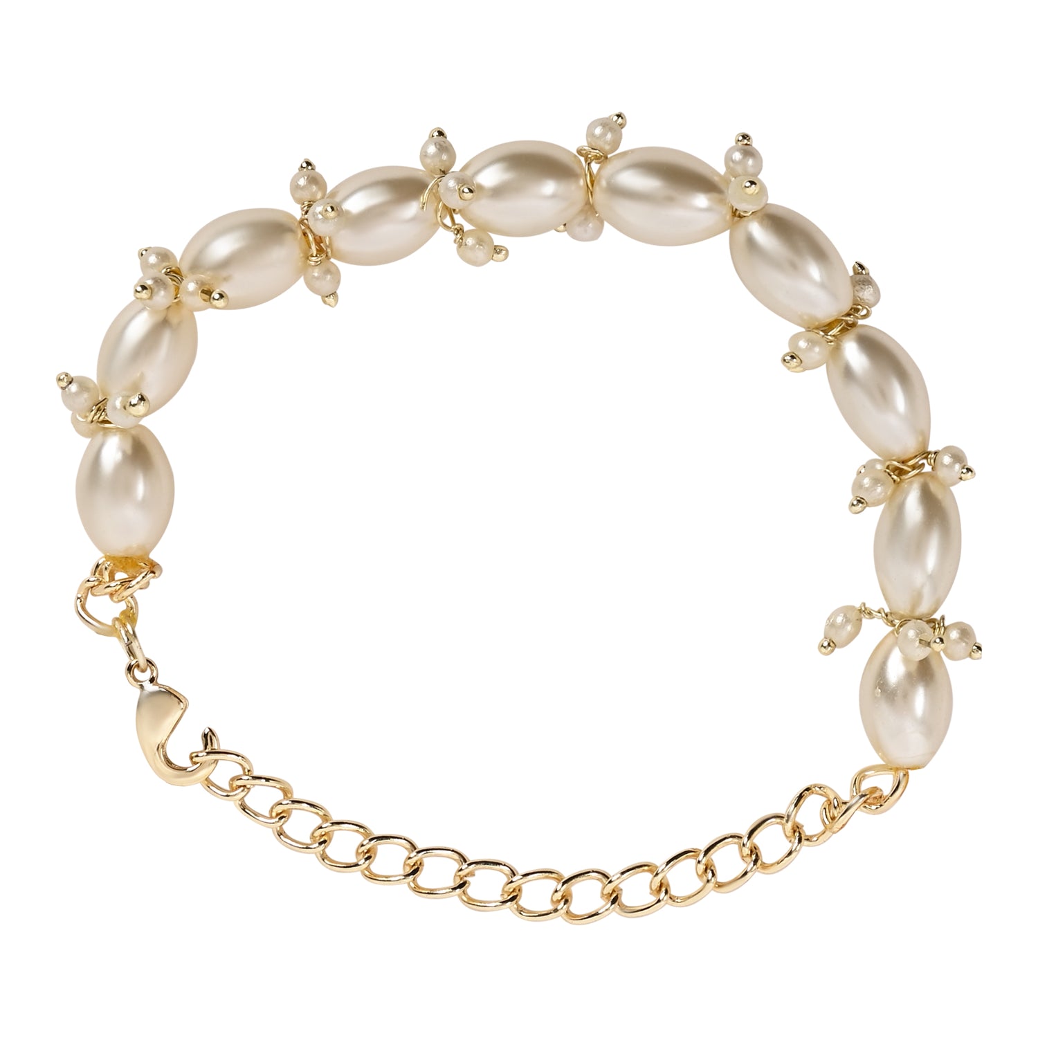 White Pearl Beaded Adjustable Bracelet