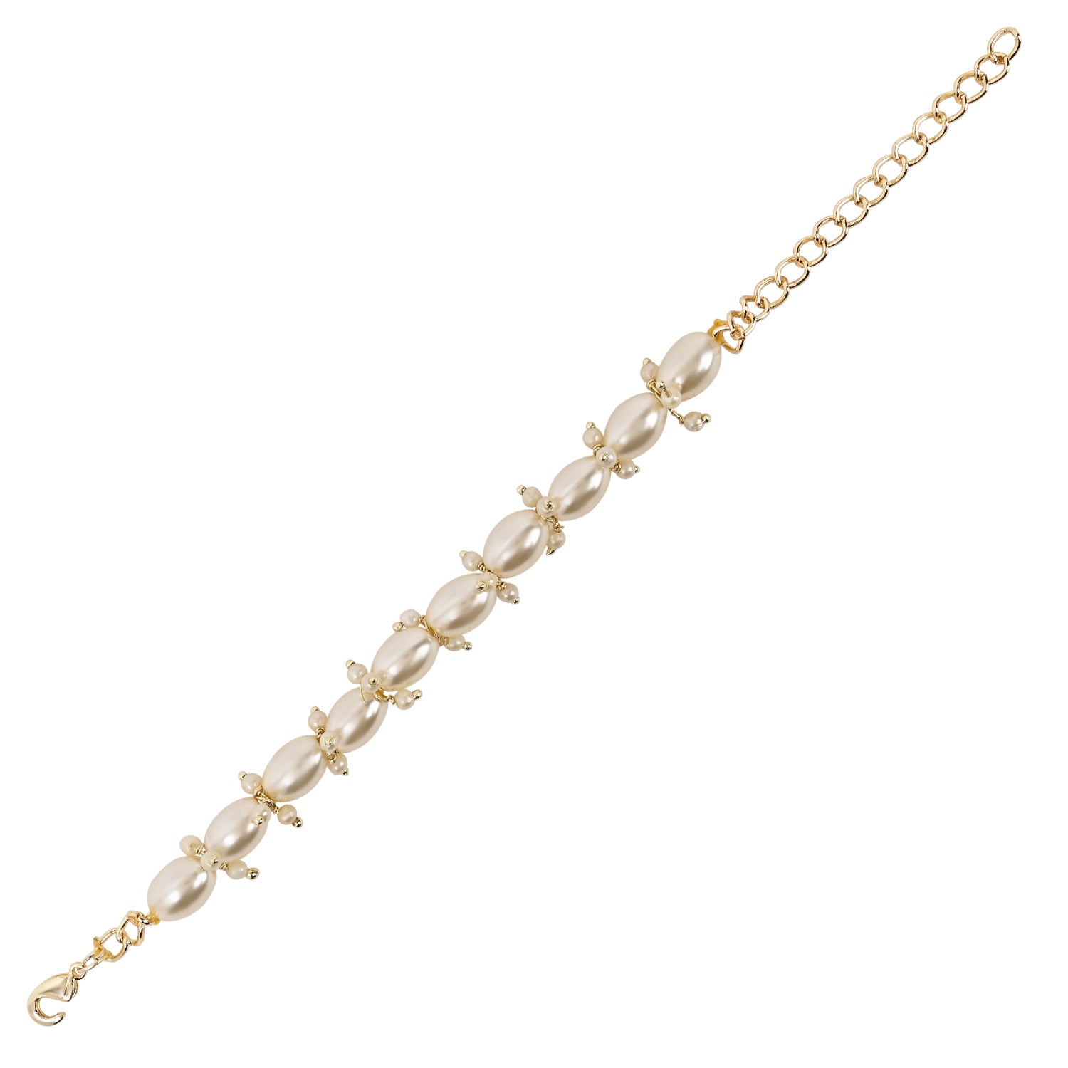 White Pearl Beaded Adjustable Bracelet