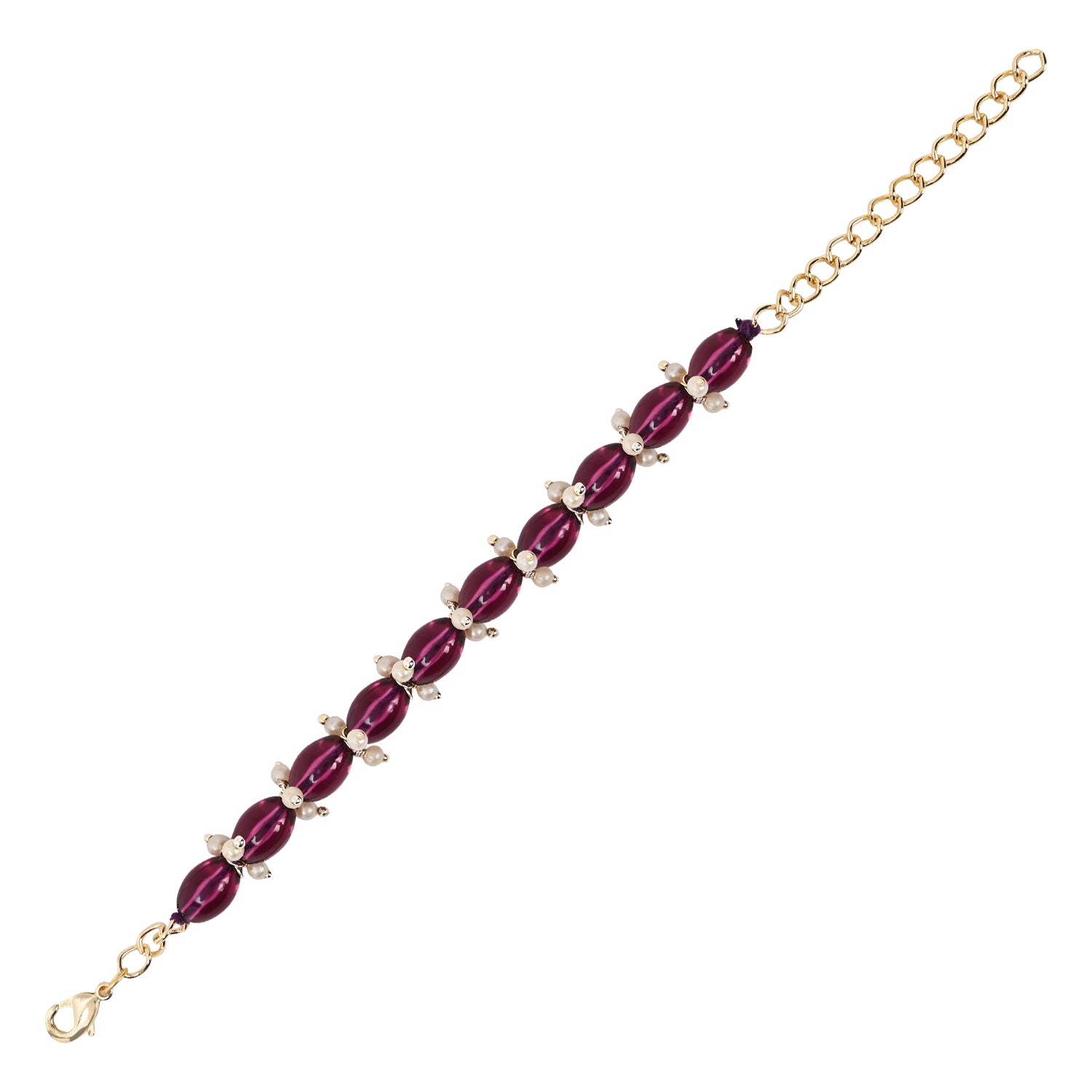 Wine Pearl Beaded Adjustable Bracelet
