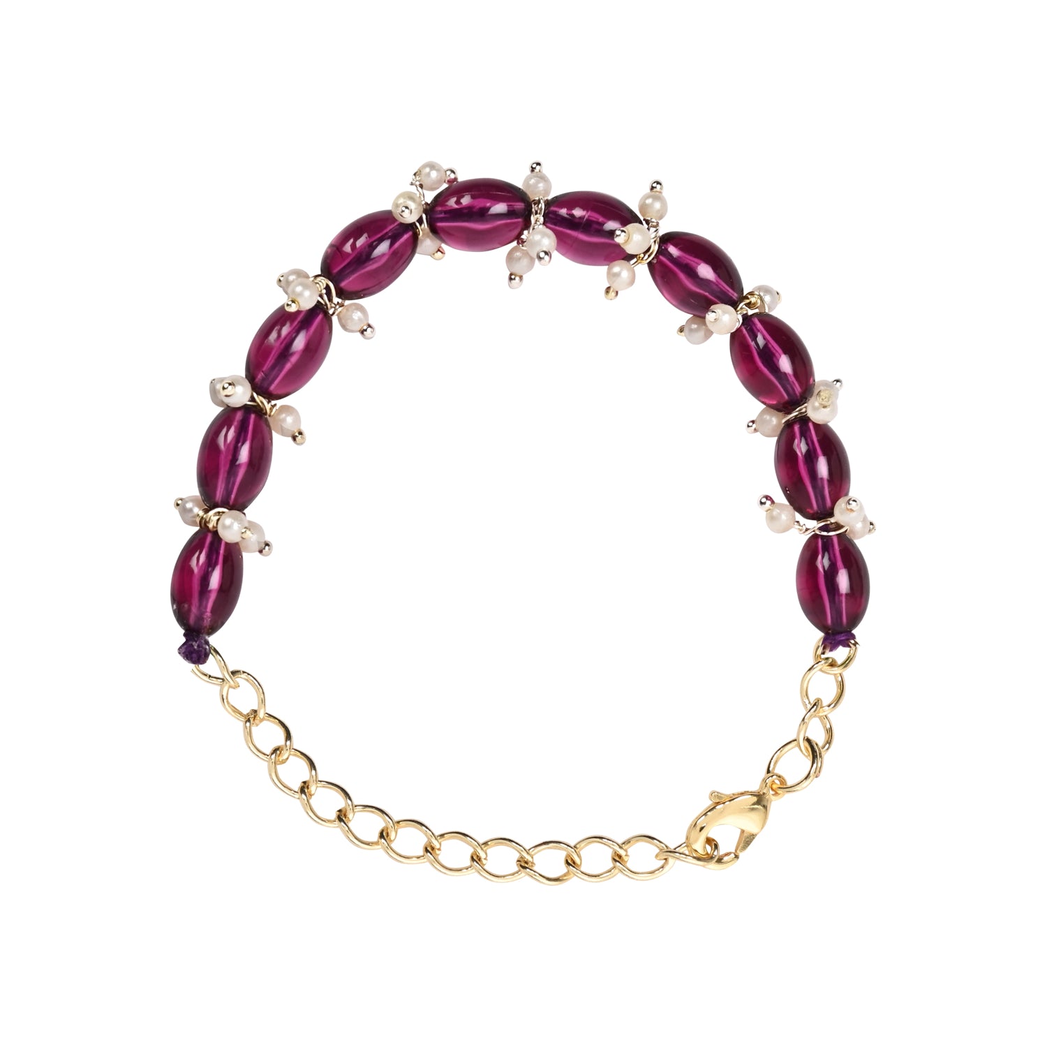 Wine Pearl Beaded Adjustable Bracelet