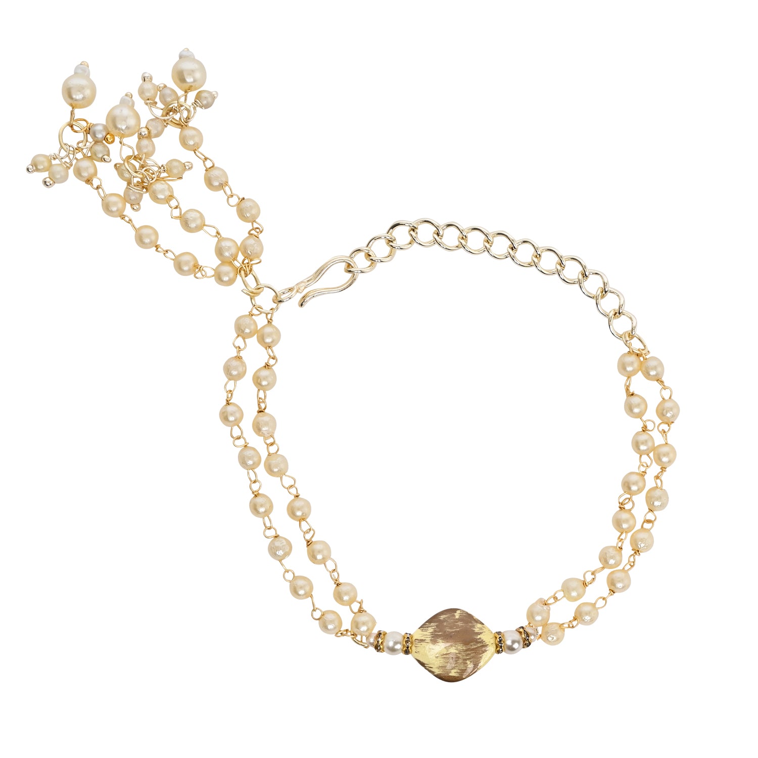 Elegant Bhaiya Bhabhi Yellow Lumba Pearl & Rakhi With Roli Chawal &Card