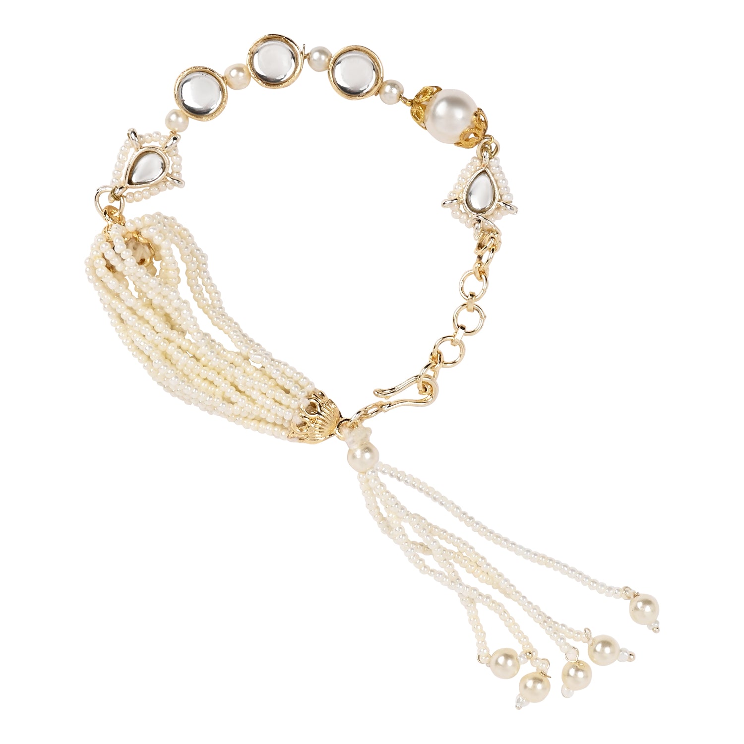 Elegant Bhaiya Bhabhi White Lumba Pearl Rakhi With Roli Chawal &Card
