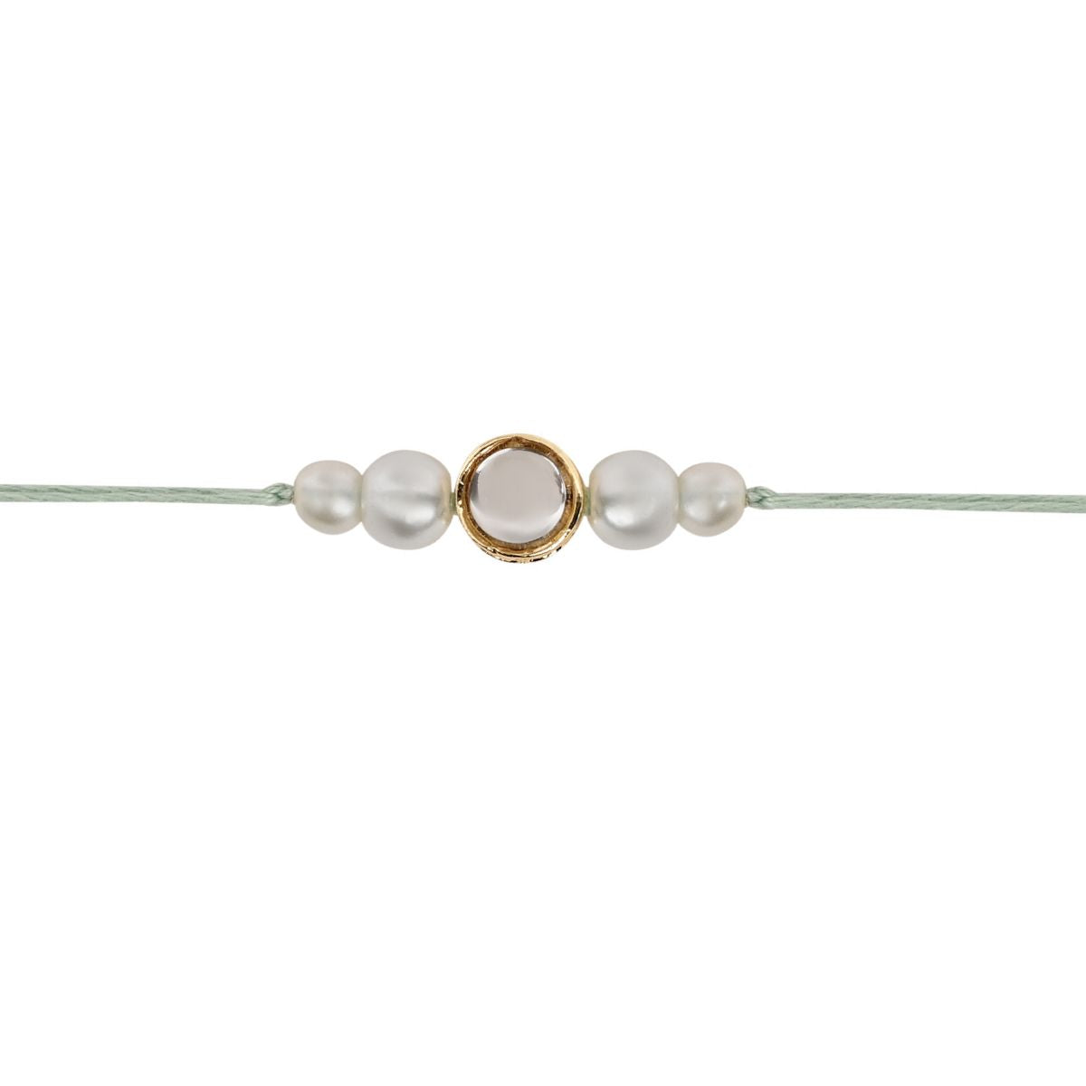 Delicate Pearl Beads White Rakhi with Roli Chawal & Rakshabandhan Card