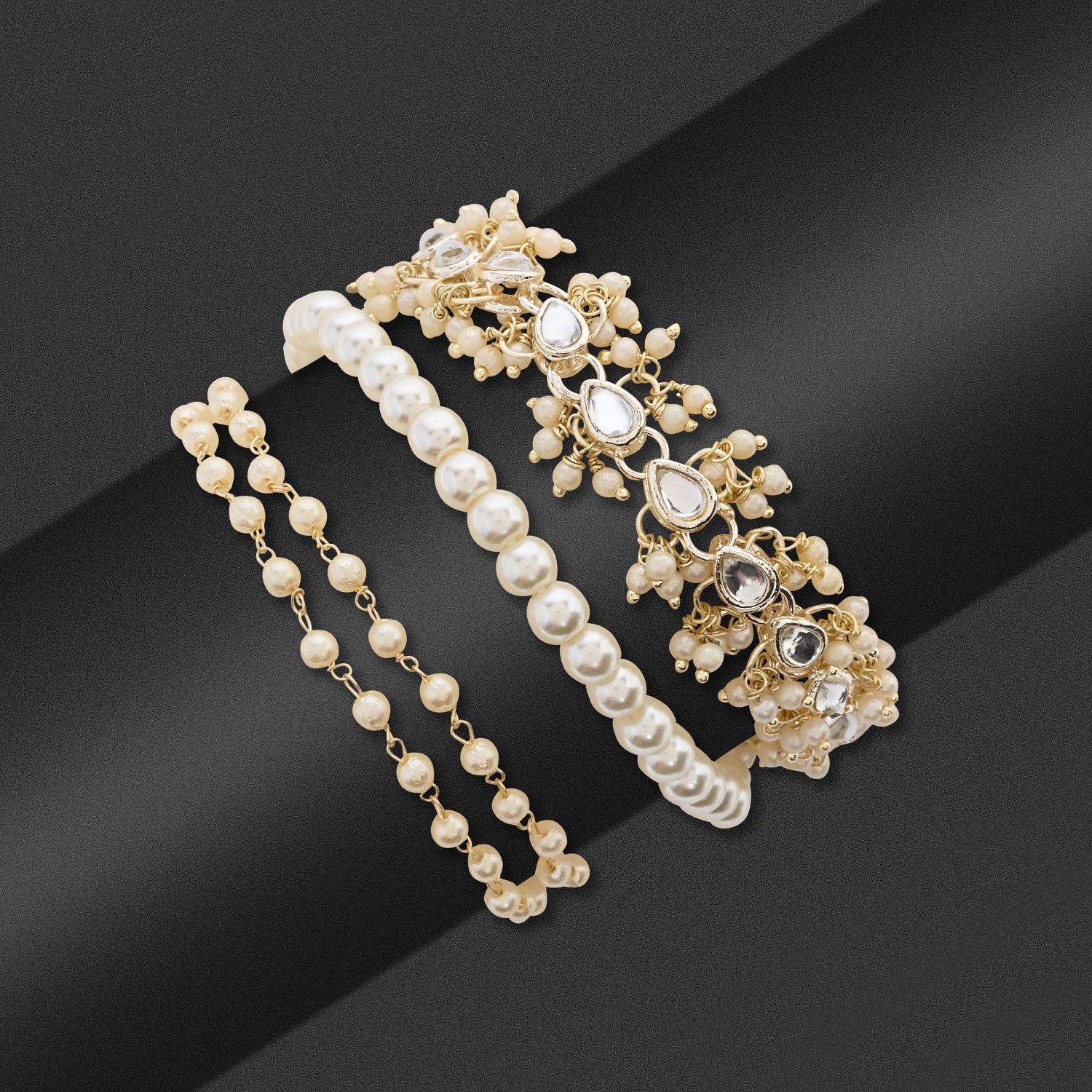 Elegant Bhaiya Bhabhi White Wrap Around Lumba Pearl Rakhi With Roli Chawal &Card