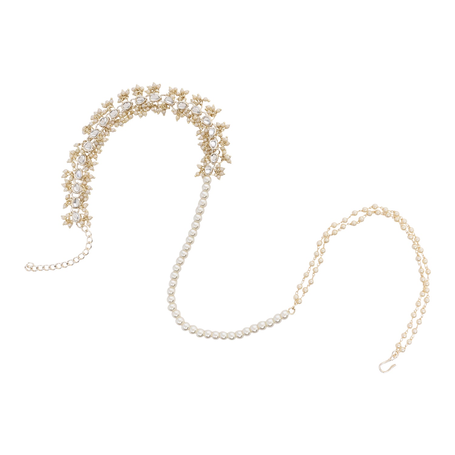 Elegant Bhaiya Bhabhi White Wrap Around Lumba Pearl Rakhi With Roli Chawal &Card