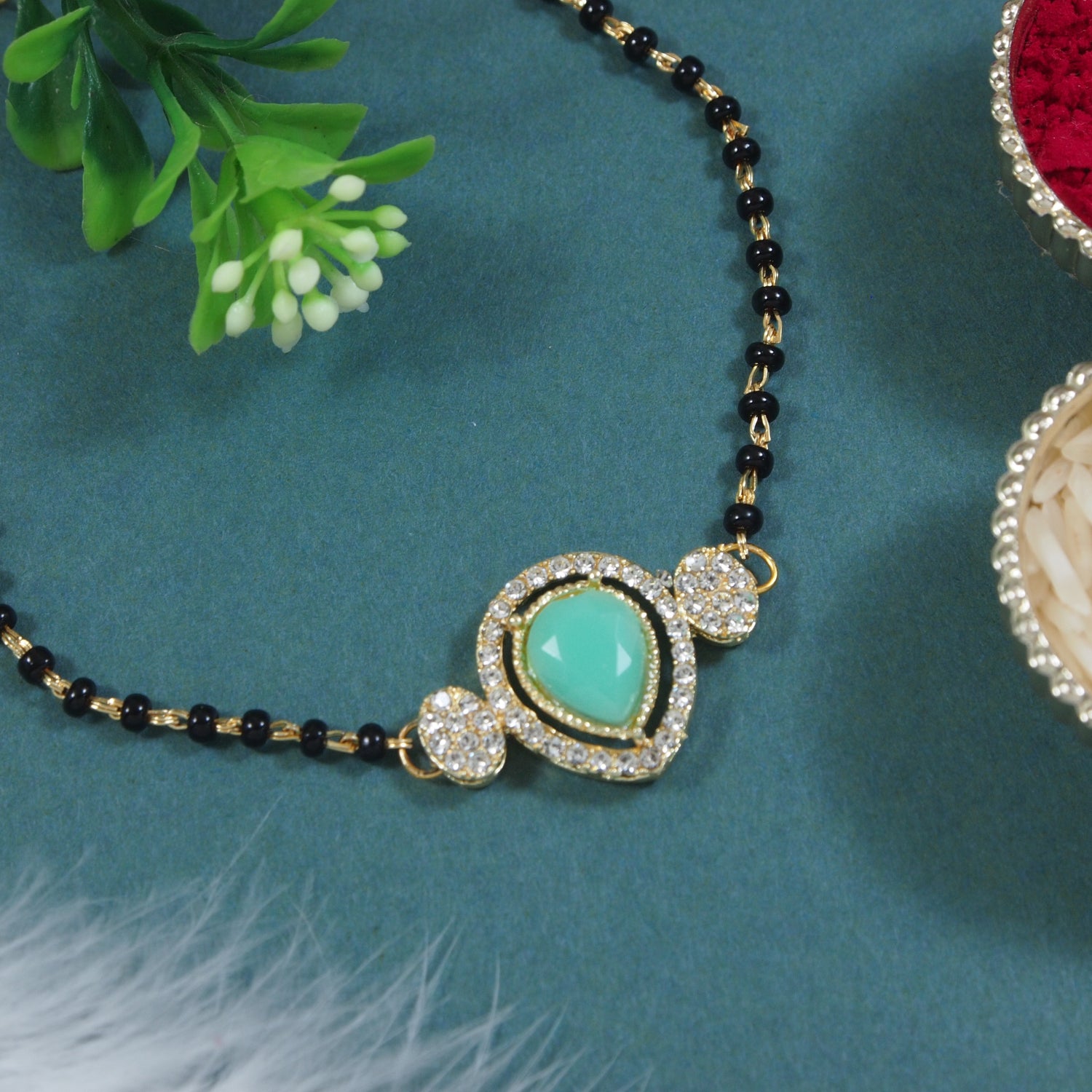 Mint Drop-Shaped Mangalsutra Bracelet