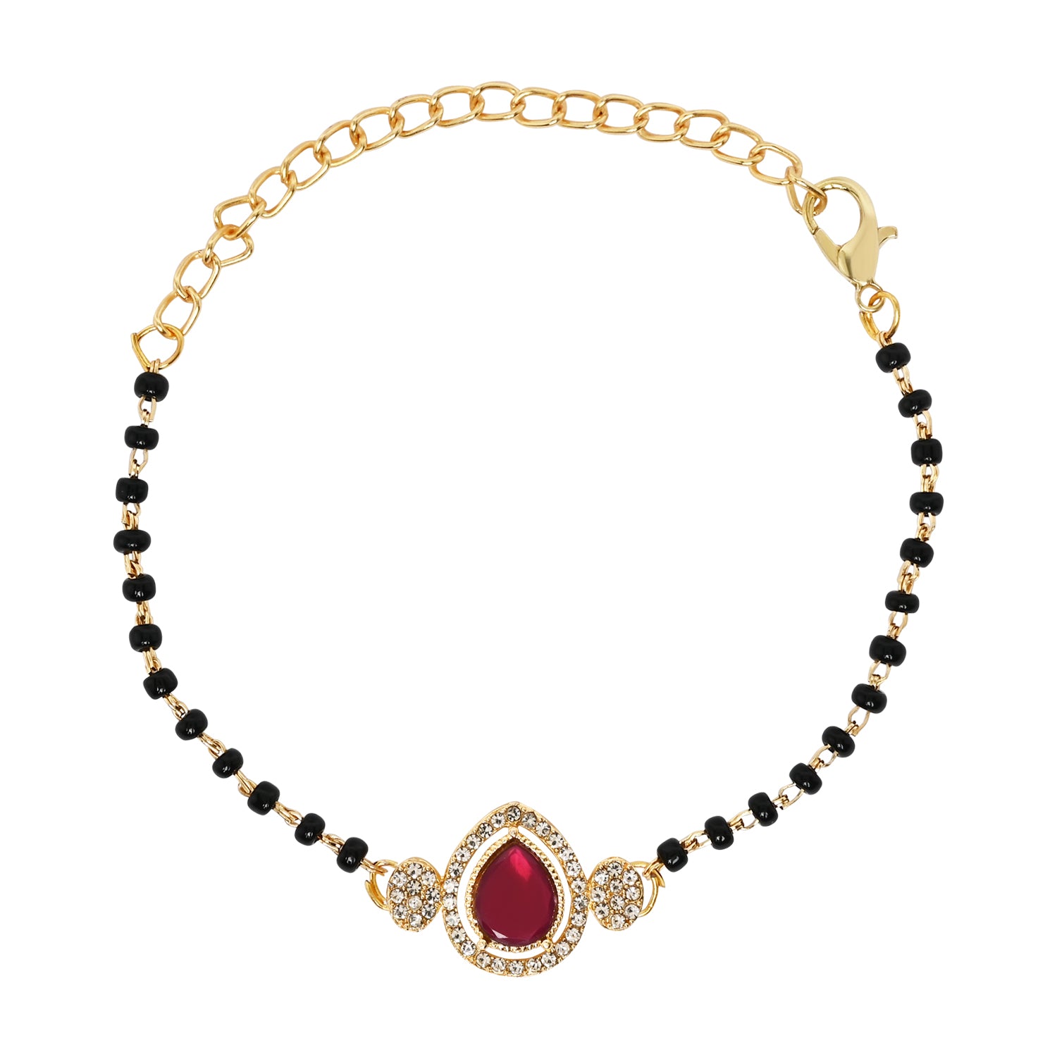 Pink Drop-Shaped Mangalsutra Bracelet