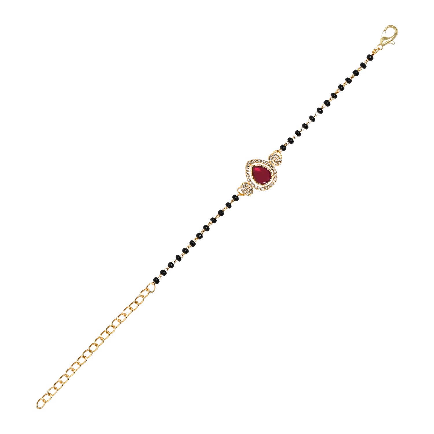 Pink Drop-Shaped Mangalsutra Bracelet