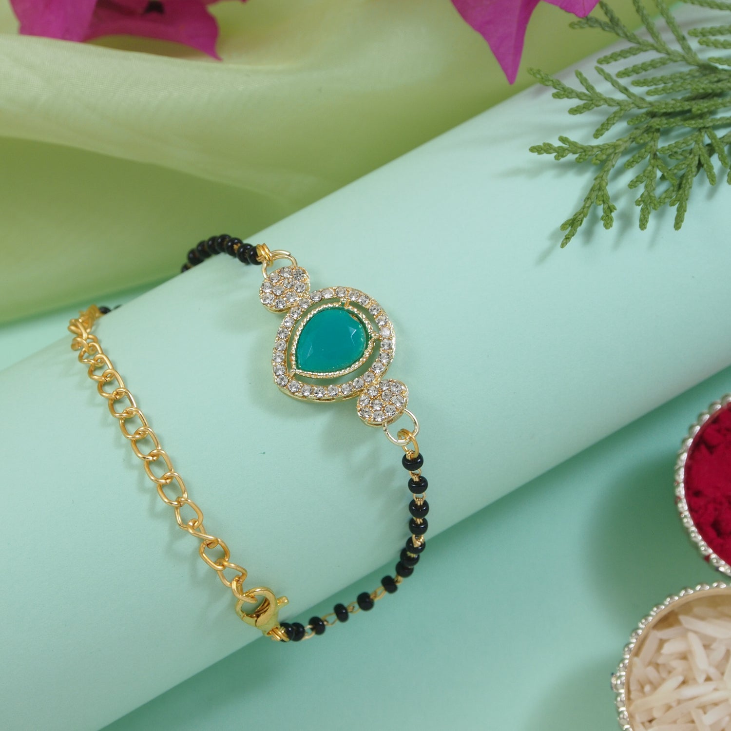 Turquoise Drop-Shaped Mangalsutra Bracelet