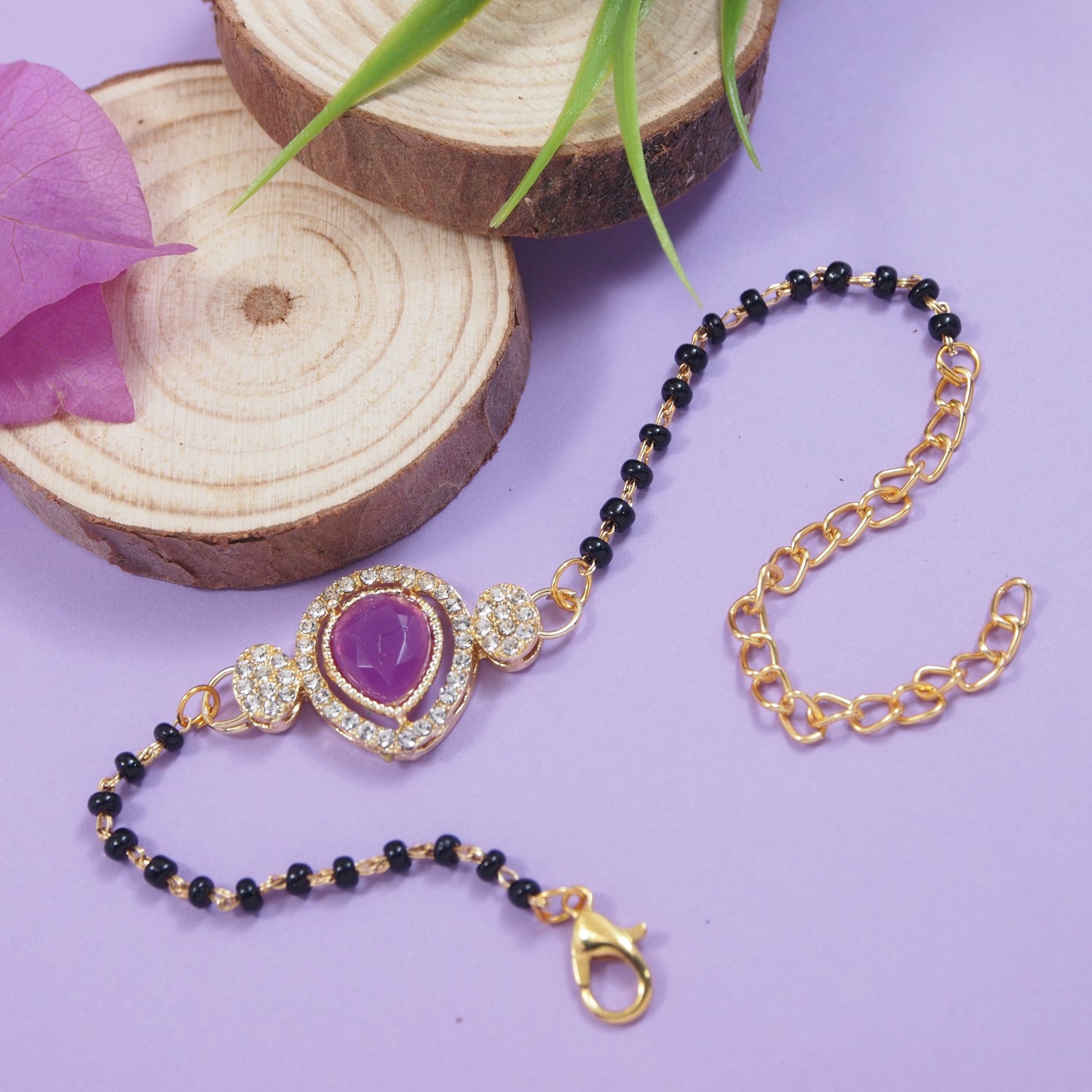 Wine Drop-Shaped Mangalsutra Bracelet