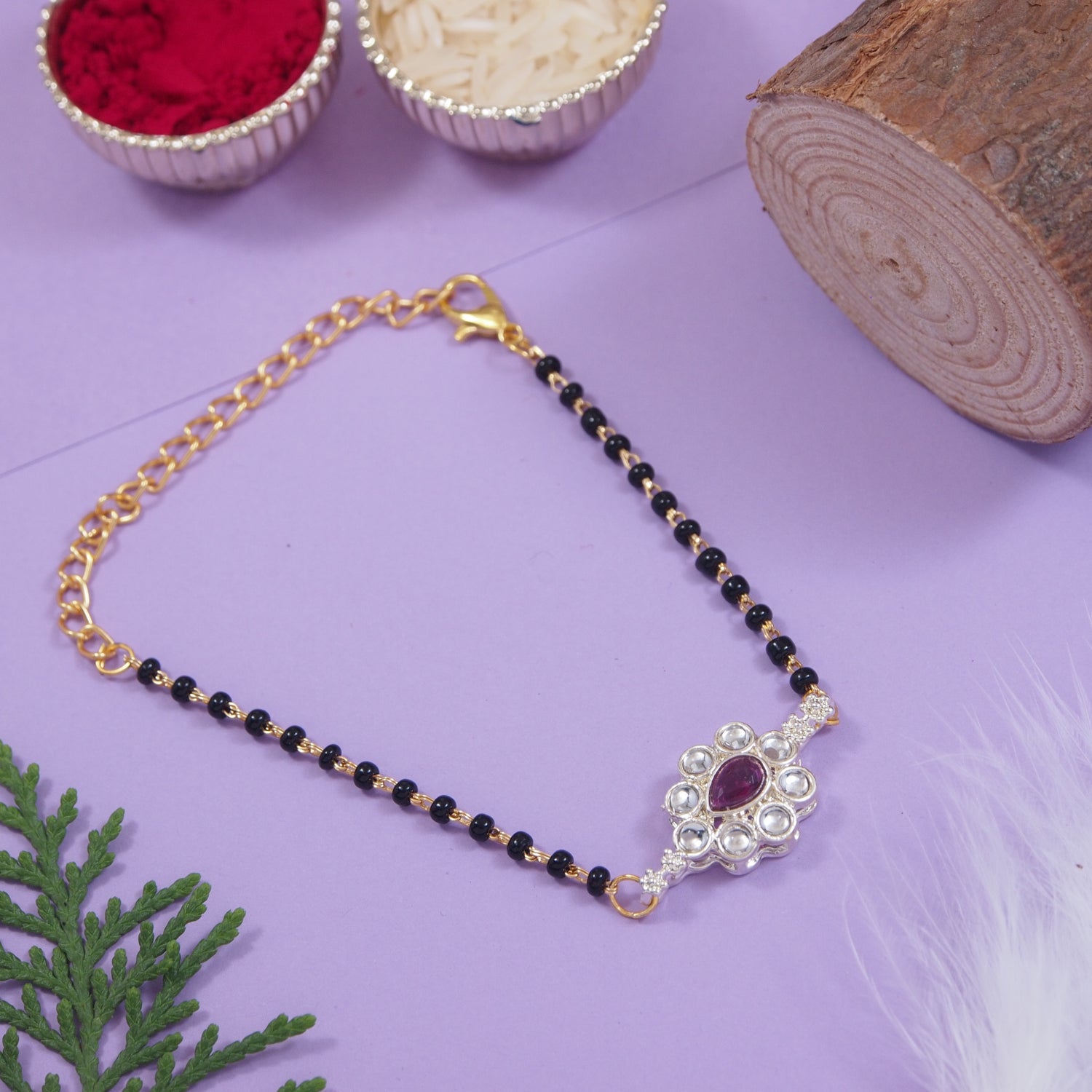 White Drop-Shaped Mangalsutra Bracelet