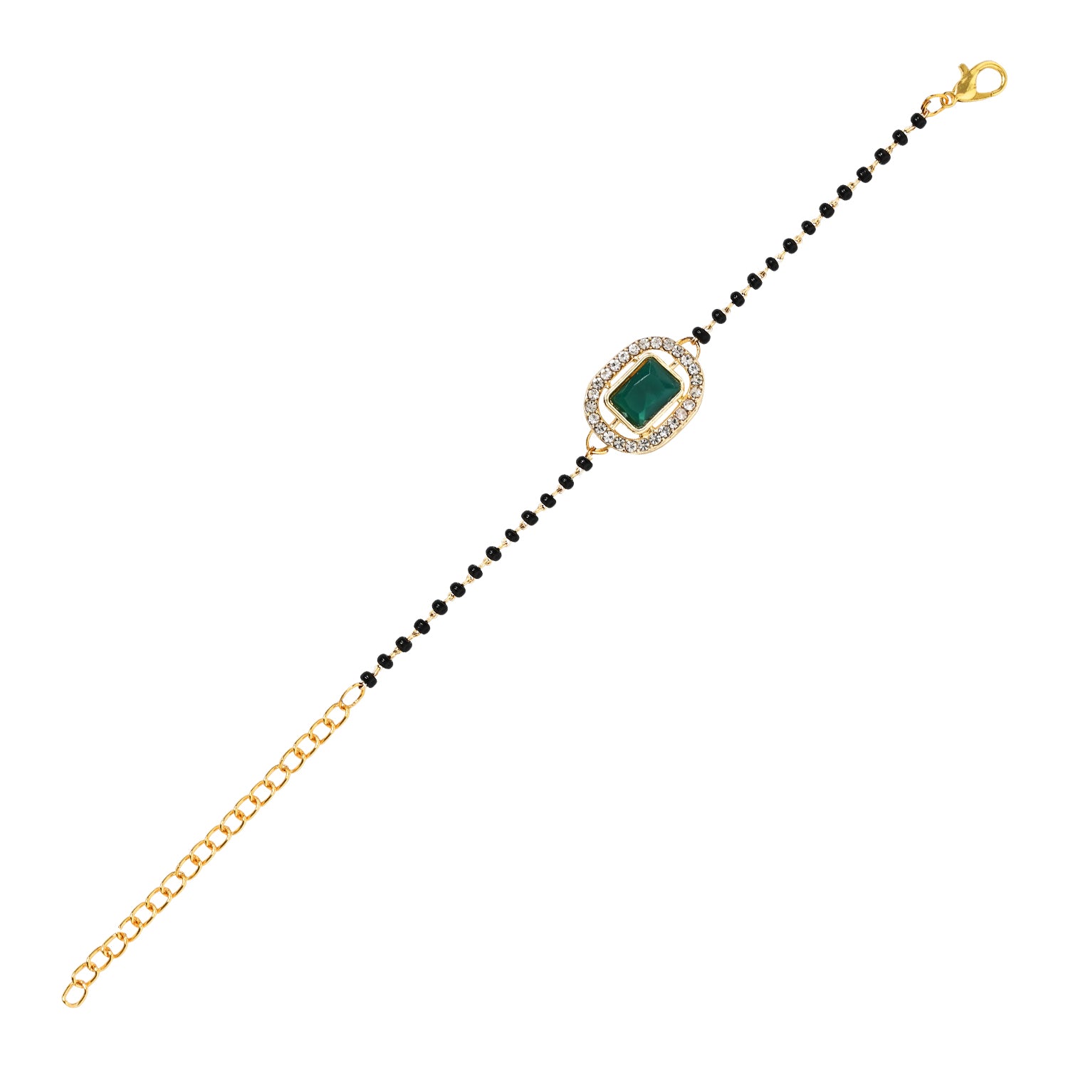 Elegant Bhaiya Bhabhi Pearl Lumba Mangalsutra Bracelet & Rakhi With Roli Chawal & Card