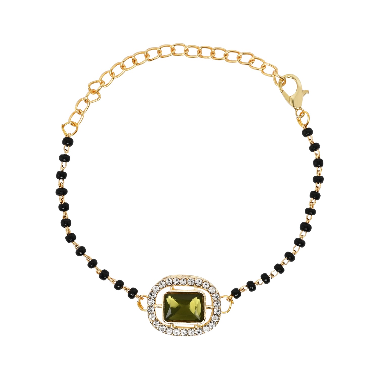 Elegant Bhaiya Bhabhi Pearl Lumba Mangalsutra Bracelet & Rakhi With Roli Chawal & Card