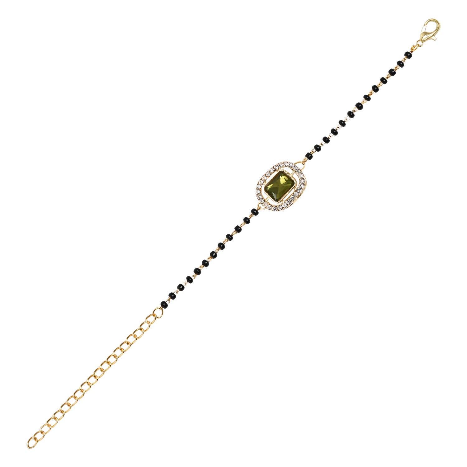 Elegant Bhaiya Bhabhi Pearl Lumba Mangalsutra Bracelet & Rakhi With Roli Chawal & Card