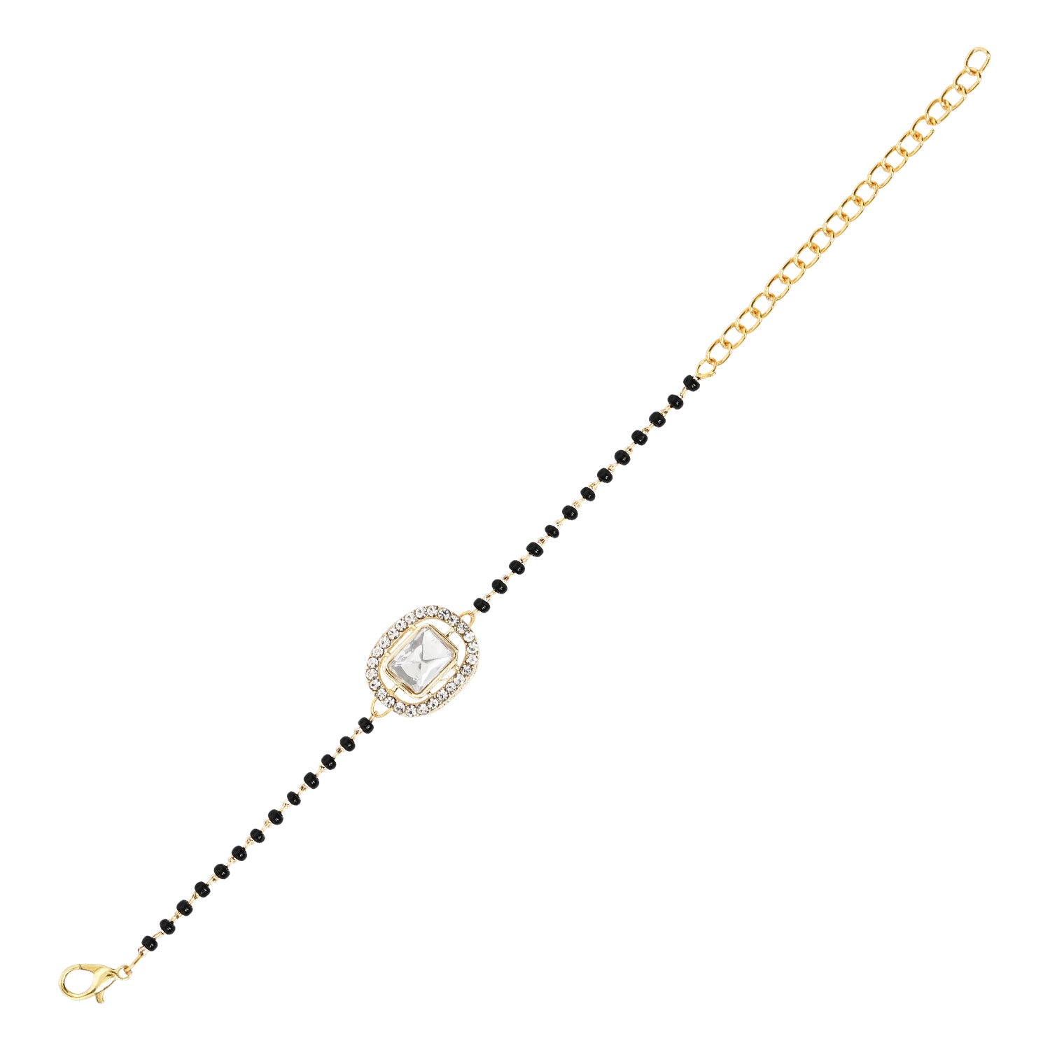 Elegant Bhaiya Bhabhi Pearl Lumba Mangalsutra Bracelet & Rakhi With Roli Chawal & Card