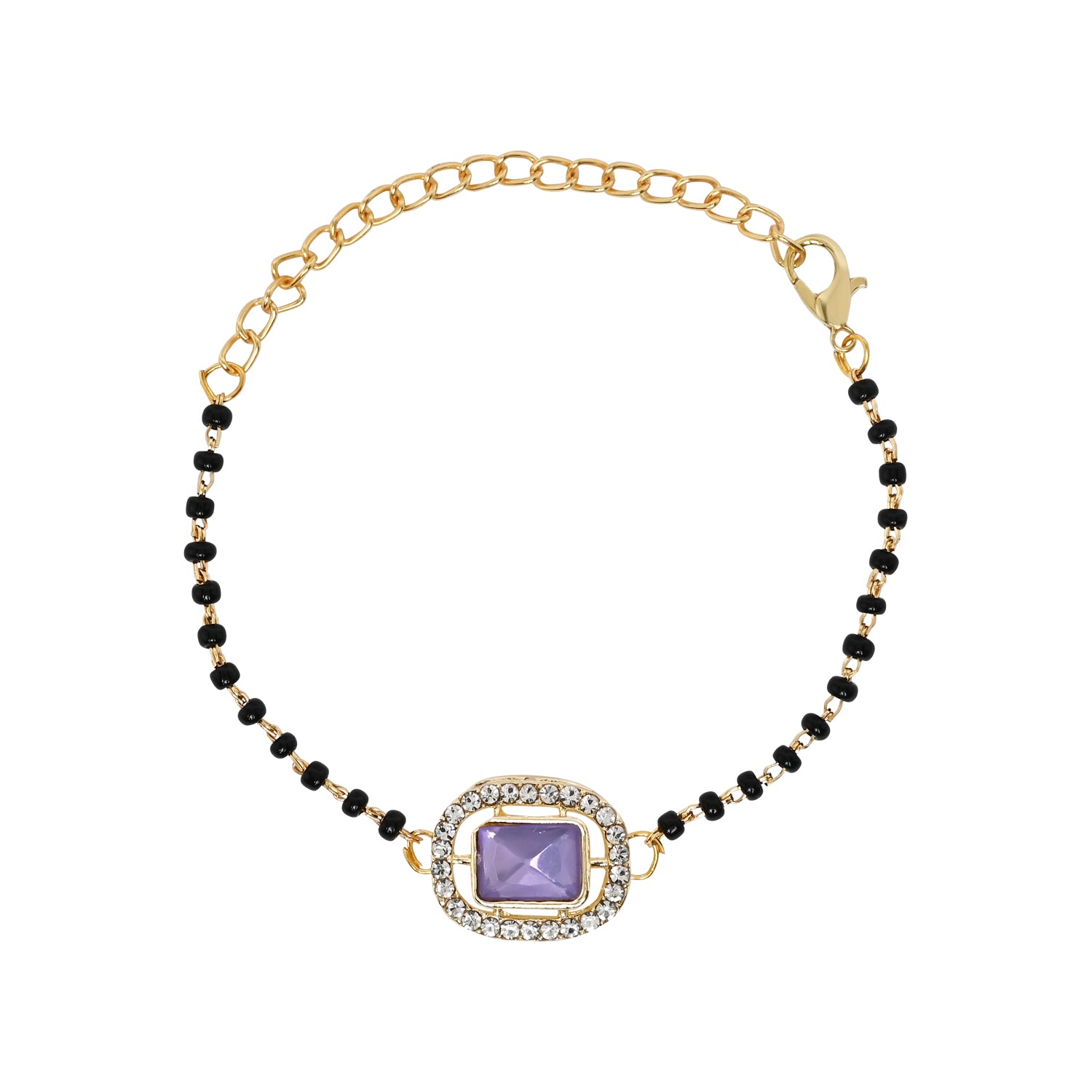 Purple Square-Shaped Mangalsutra Bracelet