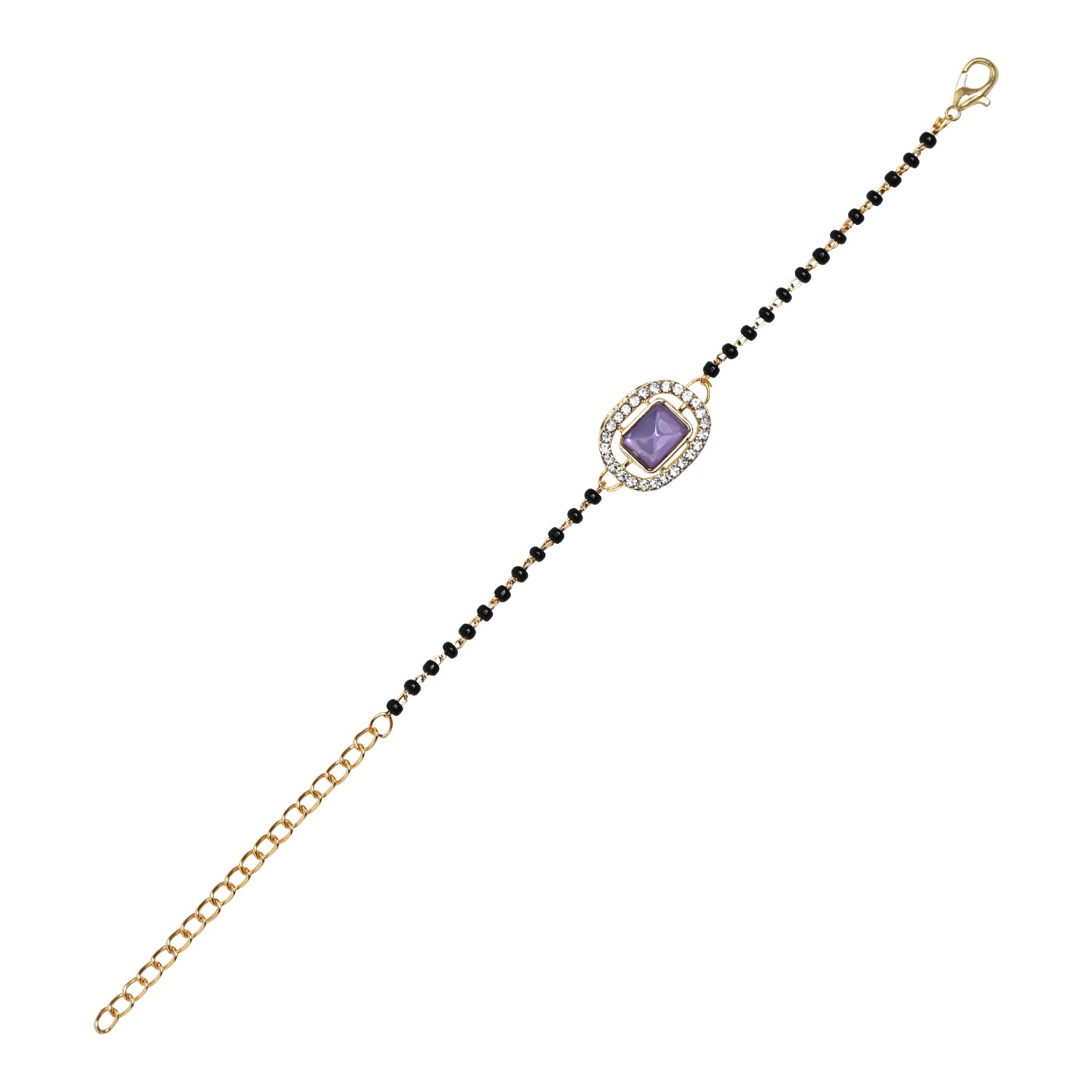 Purple Square-Shaped Mangalsutra Bracelet