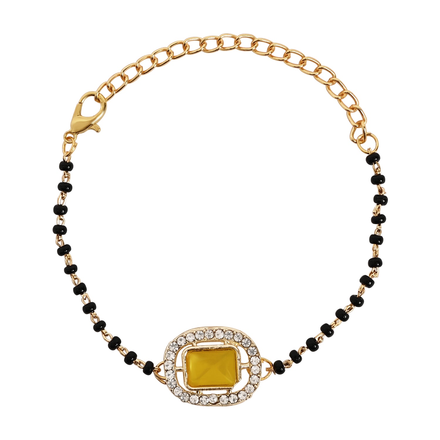 Yellow Square-Shaped Mangalsutra Bracelet