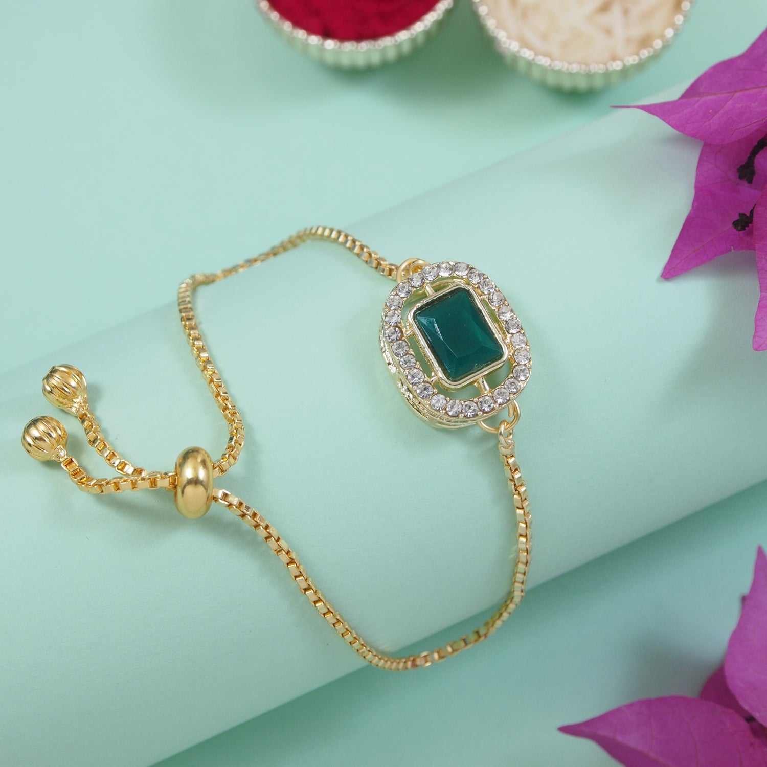 Green Square-Shaped Bracelet