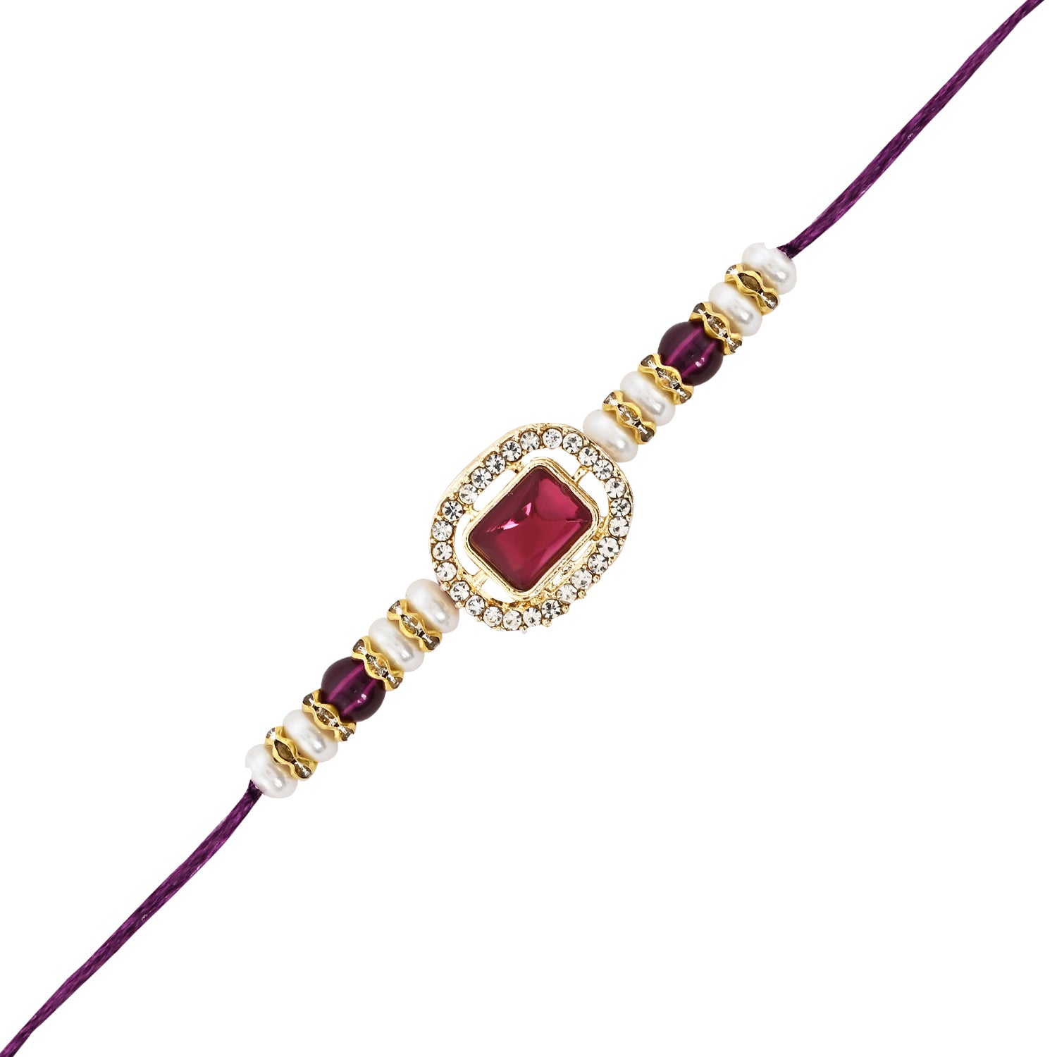Designer Bhaiya Bhabhi wine Lumba Bracelet & Rakhi With Roli Chawal & Card