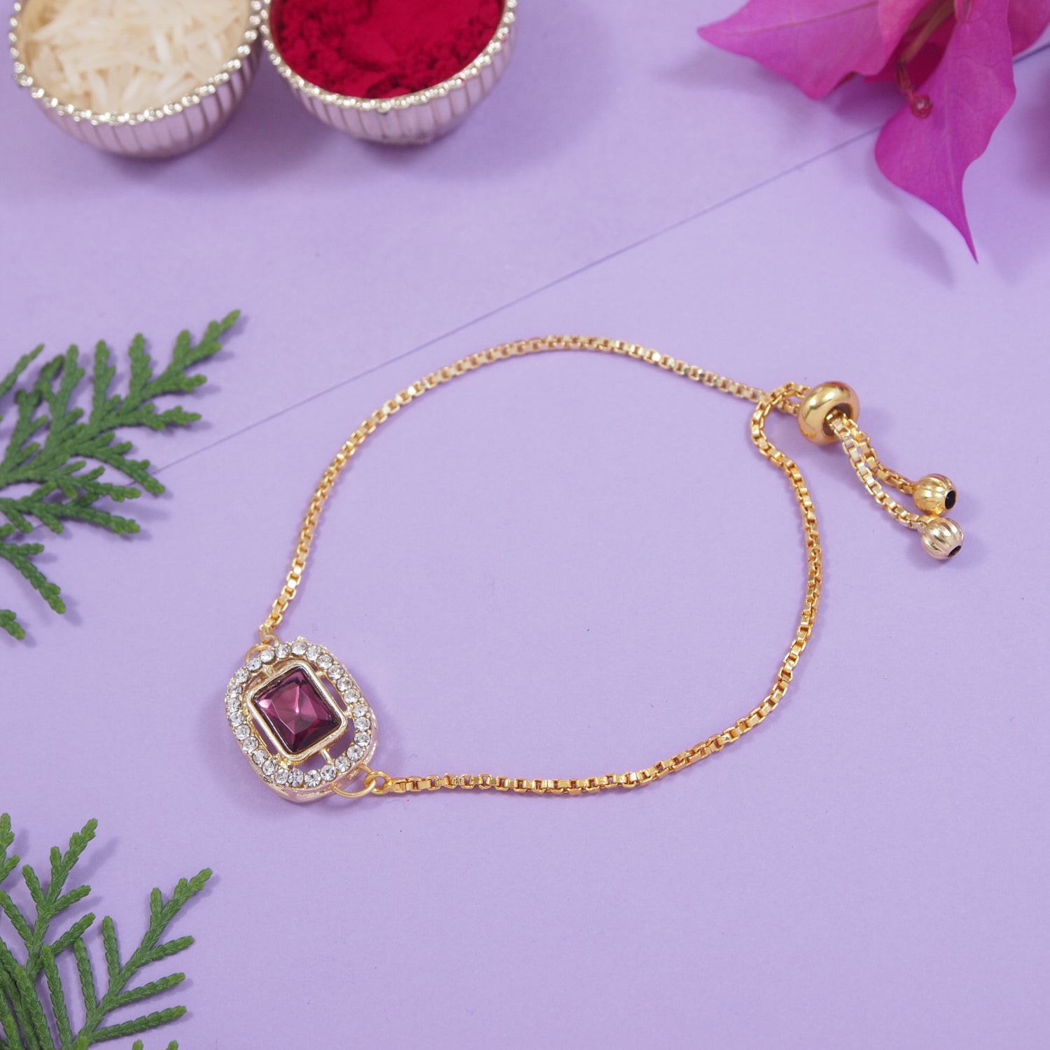 Wine Square-Shaped Bracelet