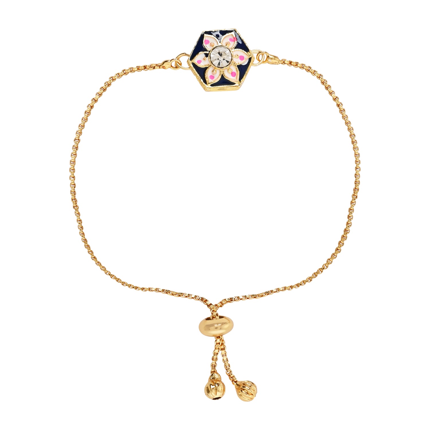 Designer Bhaiya Bhabhi Blue Lumba Bracelet & Rakhi With Roli Chawal & Card