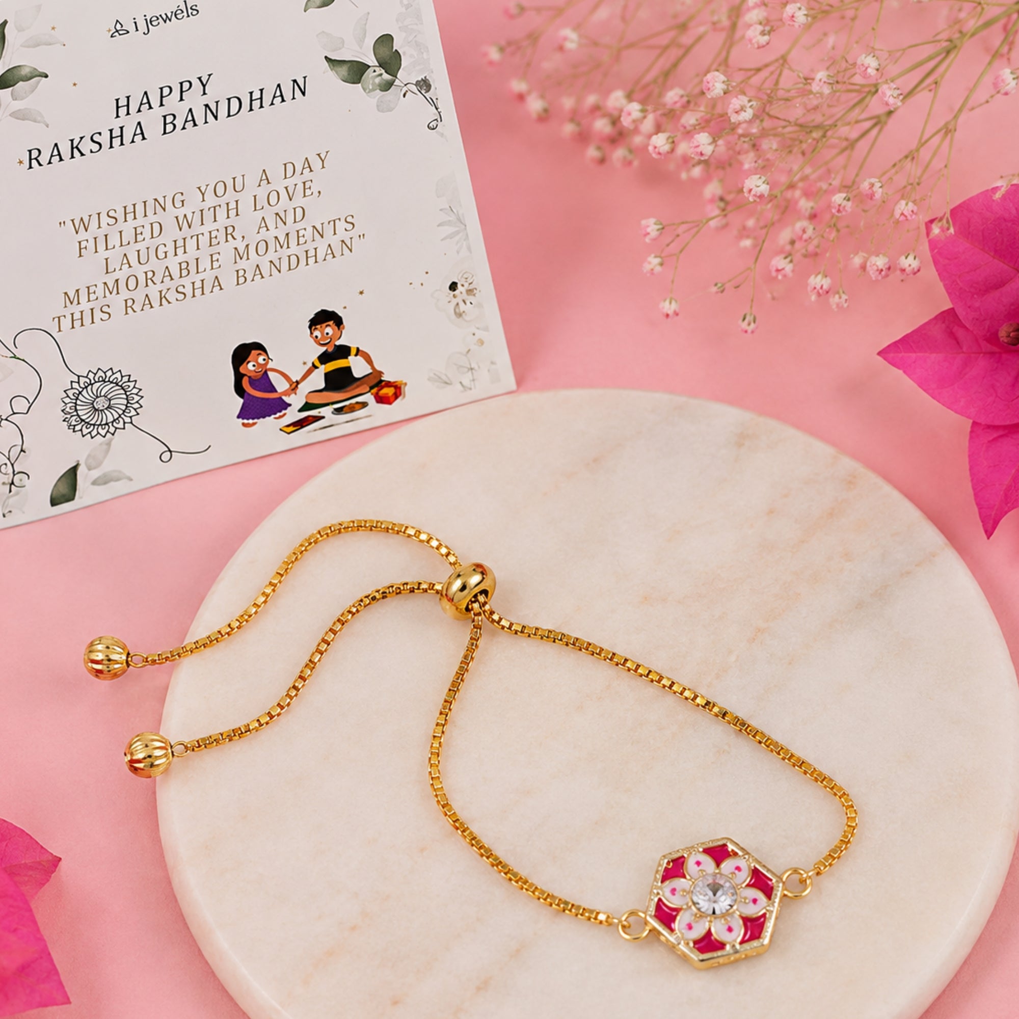 Pink Meenakari Floral-Shaped Bracelet
